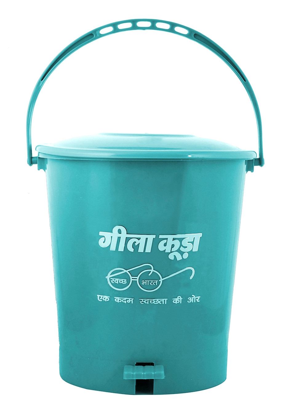 Kuber Industries Swach Bharat Plastic Dustbin Garbage Bin with Handle,10 Liters (Green) -CTKTC38073