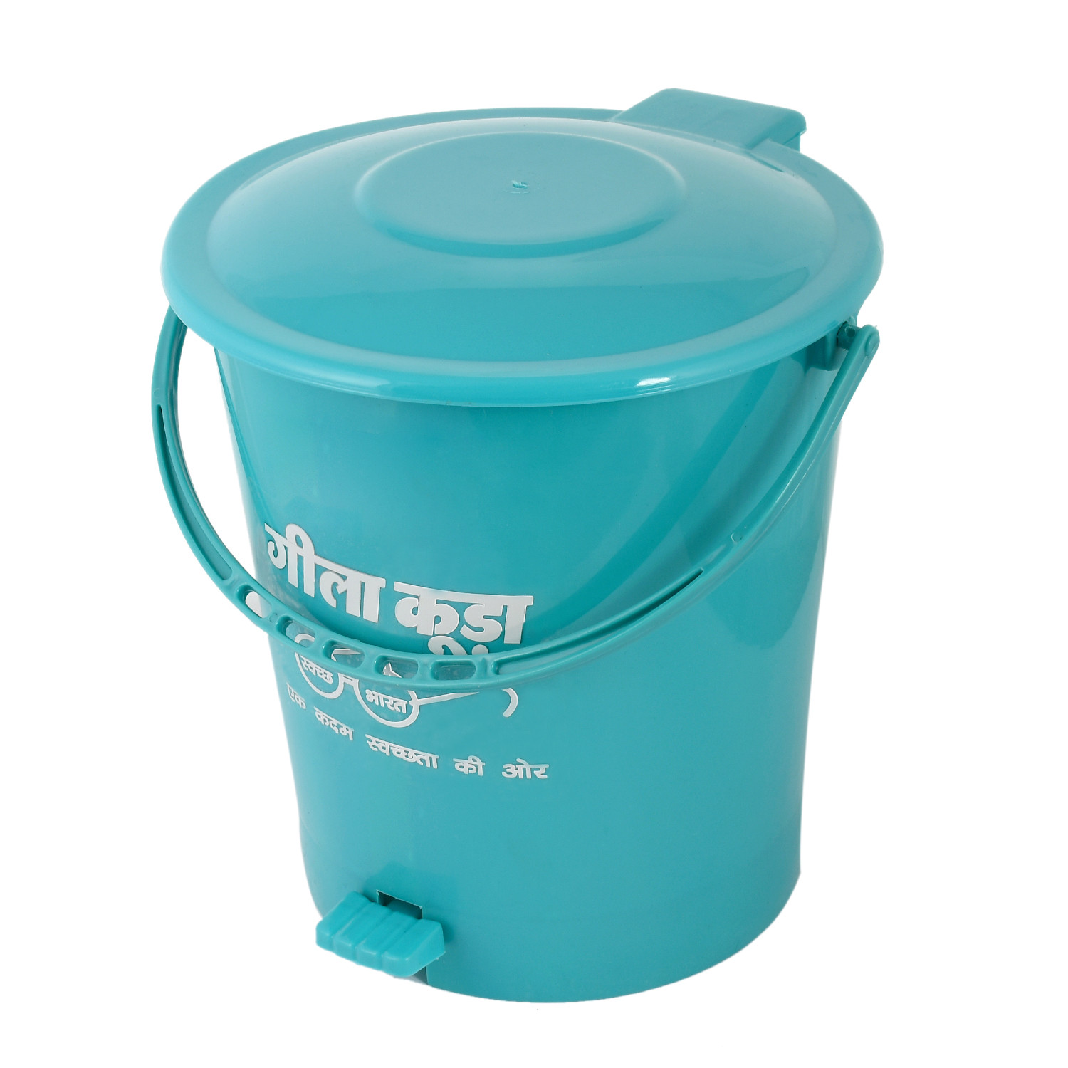 Kuber Industries Swach Bharat Plastic Dustbin Garbage Bin with Handle,10 Liters (Green) -CTKTC38073