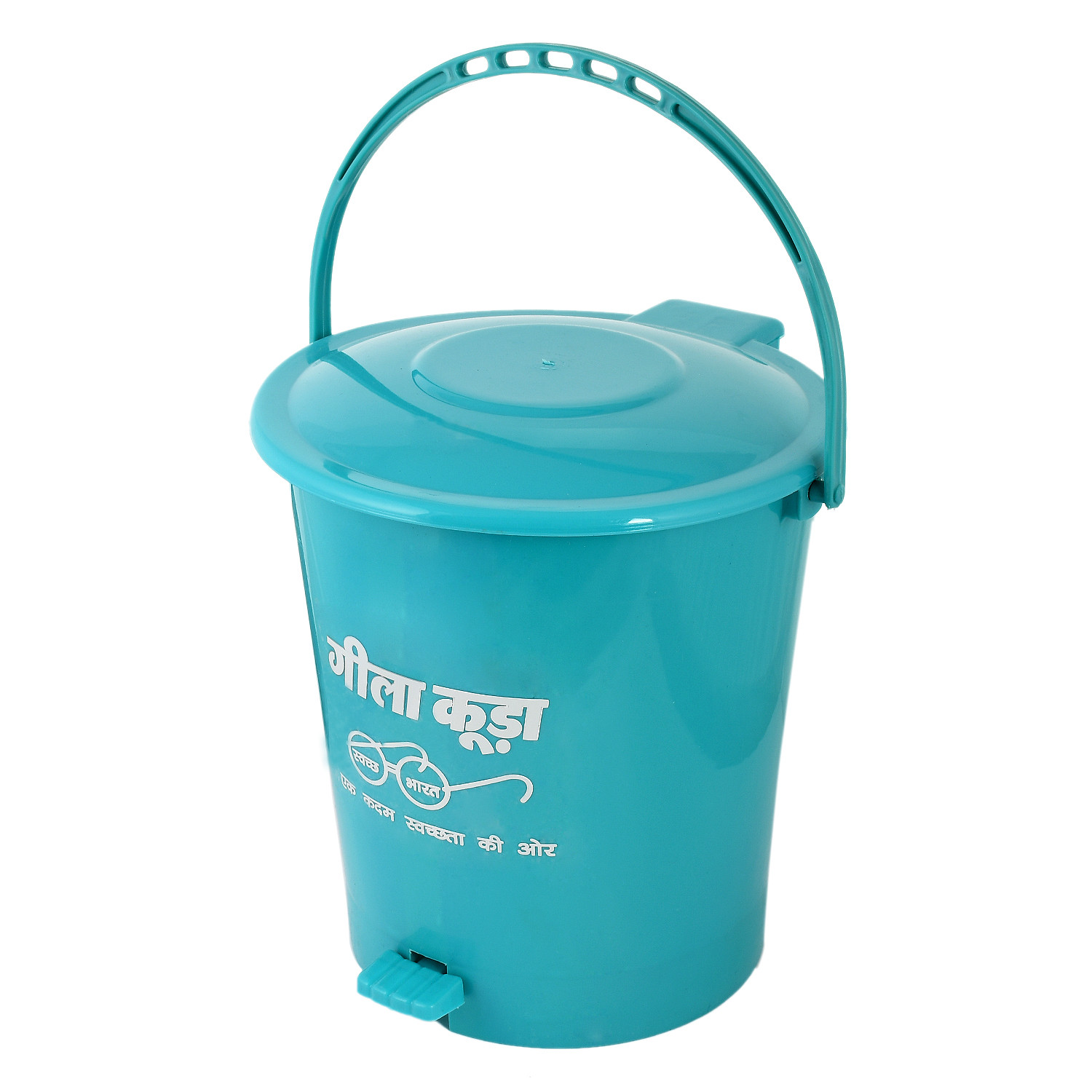 Kuber Industries Swach Bharat Plastic Dustbin Garbage Bin with Handle,10 Liters (Green) -CTKTC38073