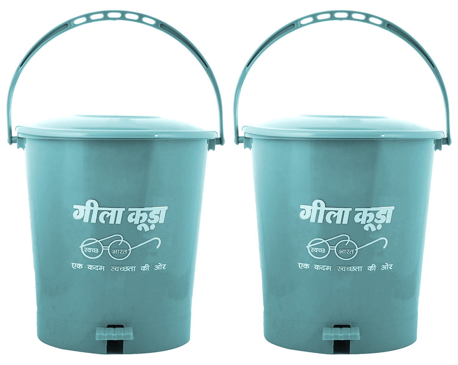 Kuber Industries Swach Bharat Plastic Dustbin Garbage Bin with Handle,10 Liters (Green) -CTKTC38073