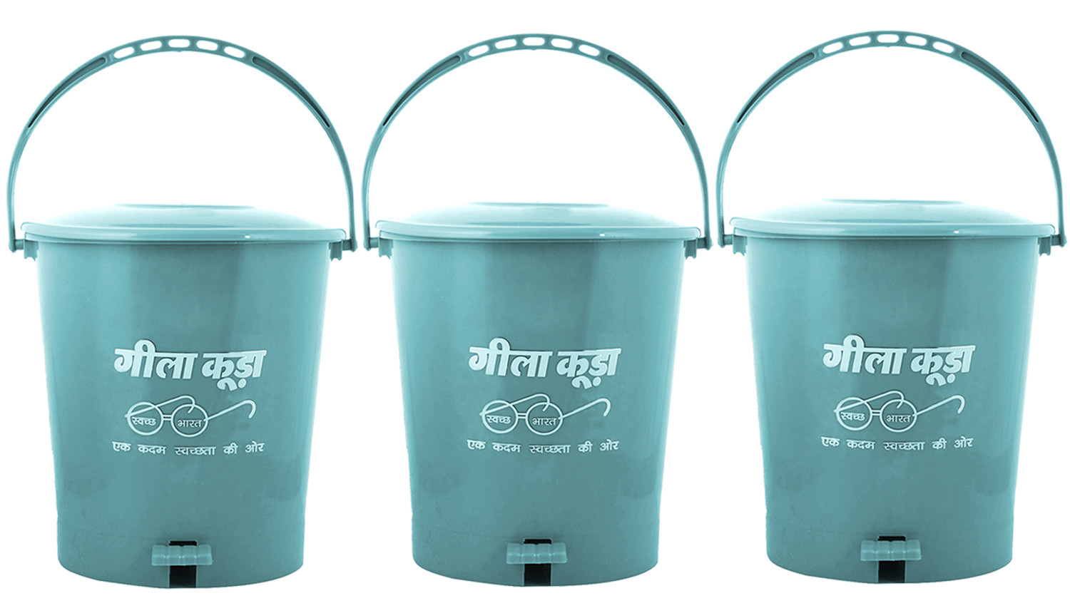 Kuber Industries Swach Bharat Plastic Dustbin Garbage Bin with Handle,10 Liters (Green) -CTKTC38073