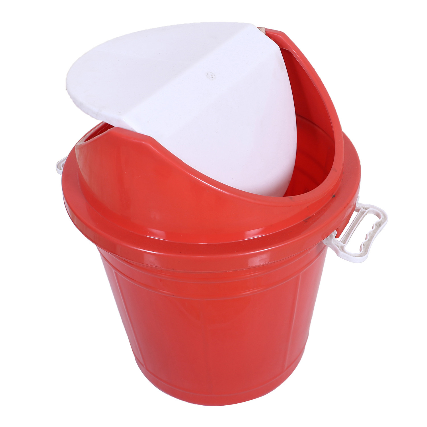 Kuber Industries Swing Top Lid Dustbin|Plastic Garbage Basket & Round Trash Can|Waste Bin with Lid For Home,Bathroom,Office,Washrooms,30 Litre (Red)