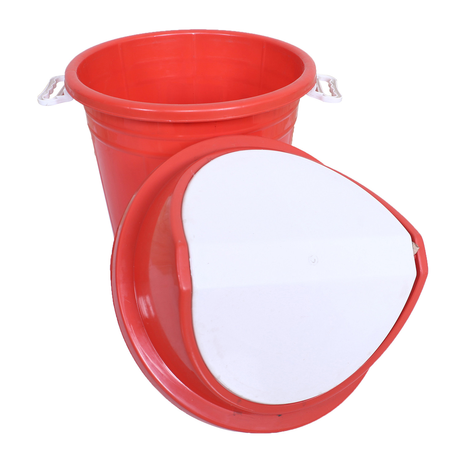 Kuber Industries Swing Top Lid Dustbin|Plastic Garbage Basket & Round Trash Can|Waste Bin with Lid For Home,Bathroom,Office,Washrooms,30 Litre (Red)
