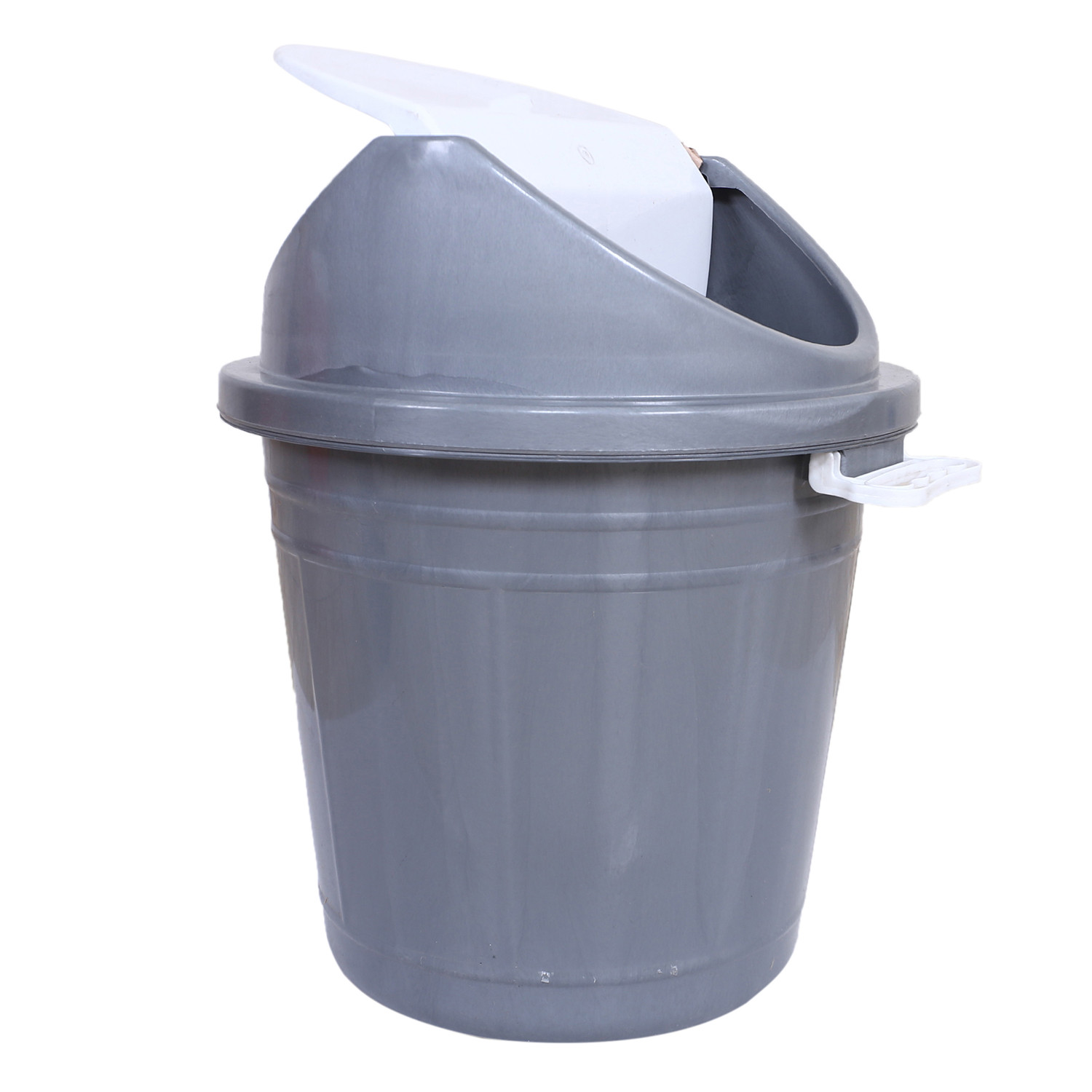 Kuber Industries Swing Top Lid Dustbin|Plastic Garbage Basket & Round Trash Can|Waste Bin with Lid For Home,Bathroom,Office,Washrooms,30 Litre (Gray)