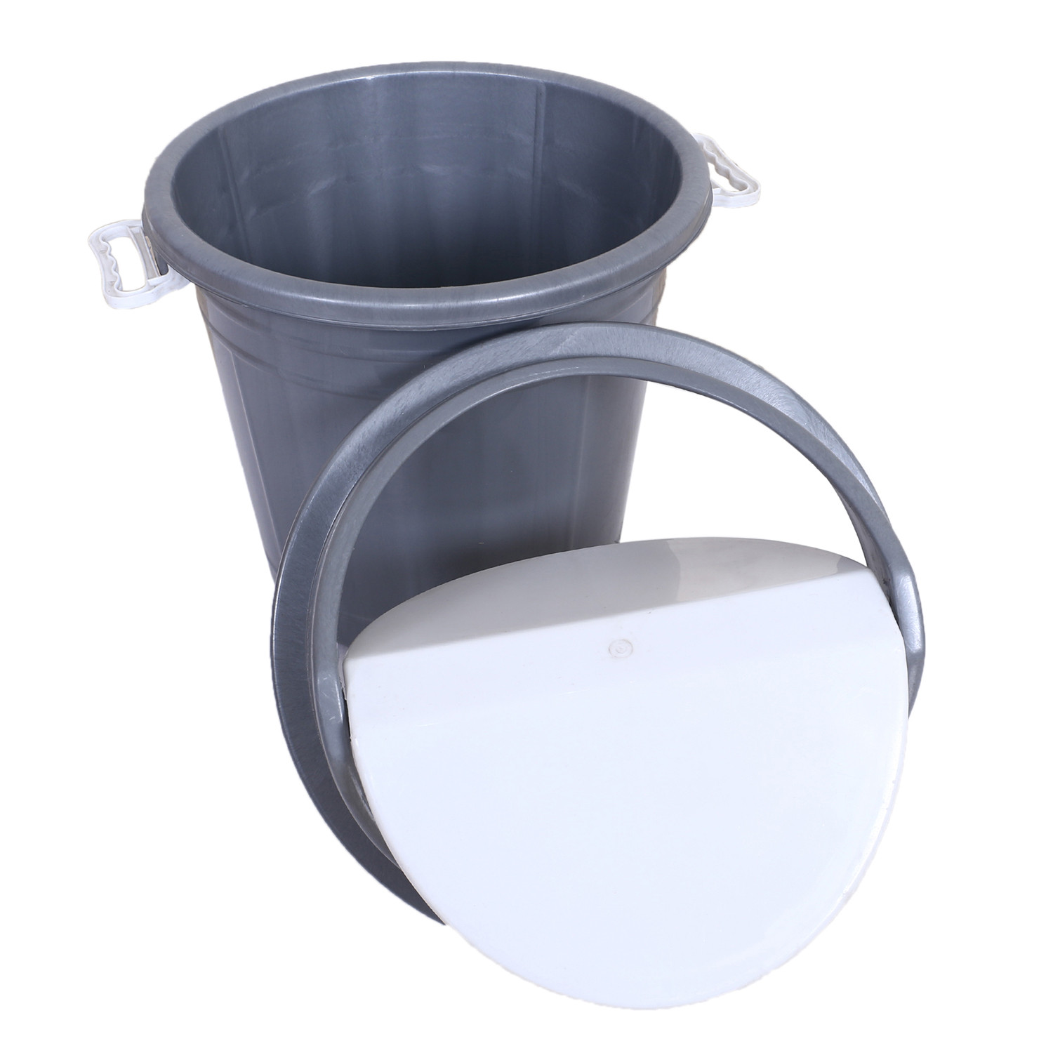 Kuber Industries Swing Top Lid Dustbin|Plastic Garbage Basket & Round Trash Can|Waste Bin with Lid For Home,Bathroom,Office,Washrooms,30 Litre (Gray)