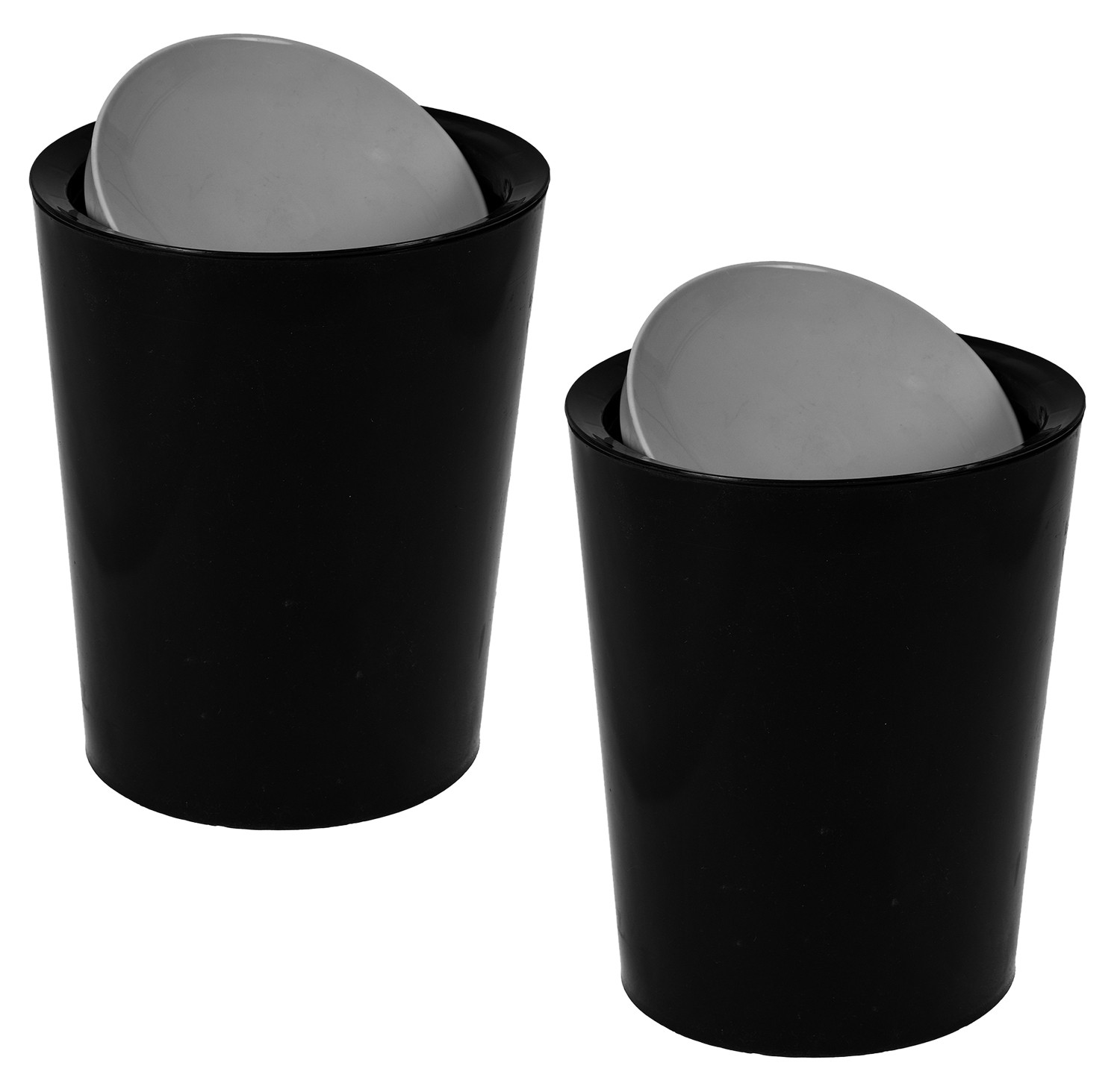 Kuber Industries Swinging Lid Dustbin|Plastic Garbage Waste Bin|Grey Lid Trash Can for Living Room|Kitchen|Office|6 Litre (Black)