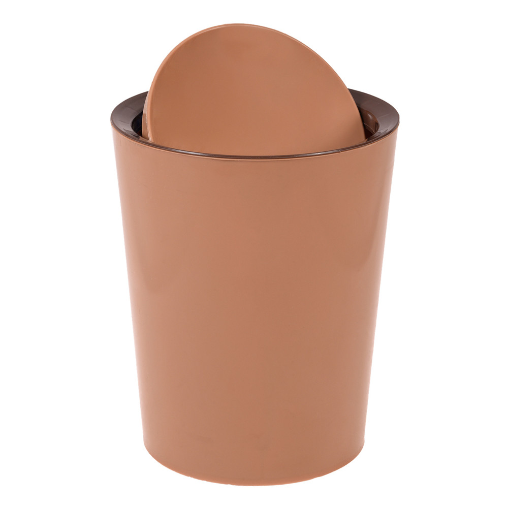 Kuber Industries Swinging Lid Dustbin|Plastic Garbage Waste Bin|Trash Can for Living Room|Kitchen|Office|6 Litre (Coffee)