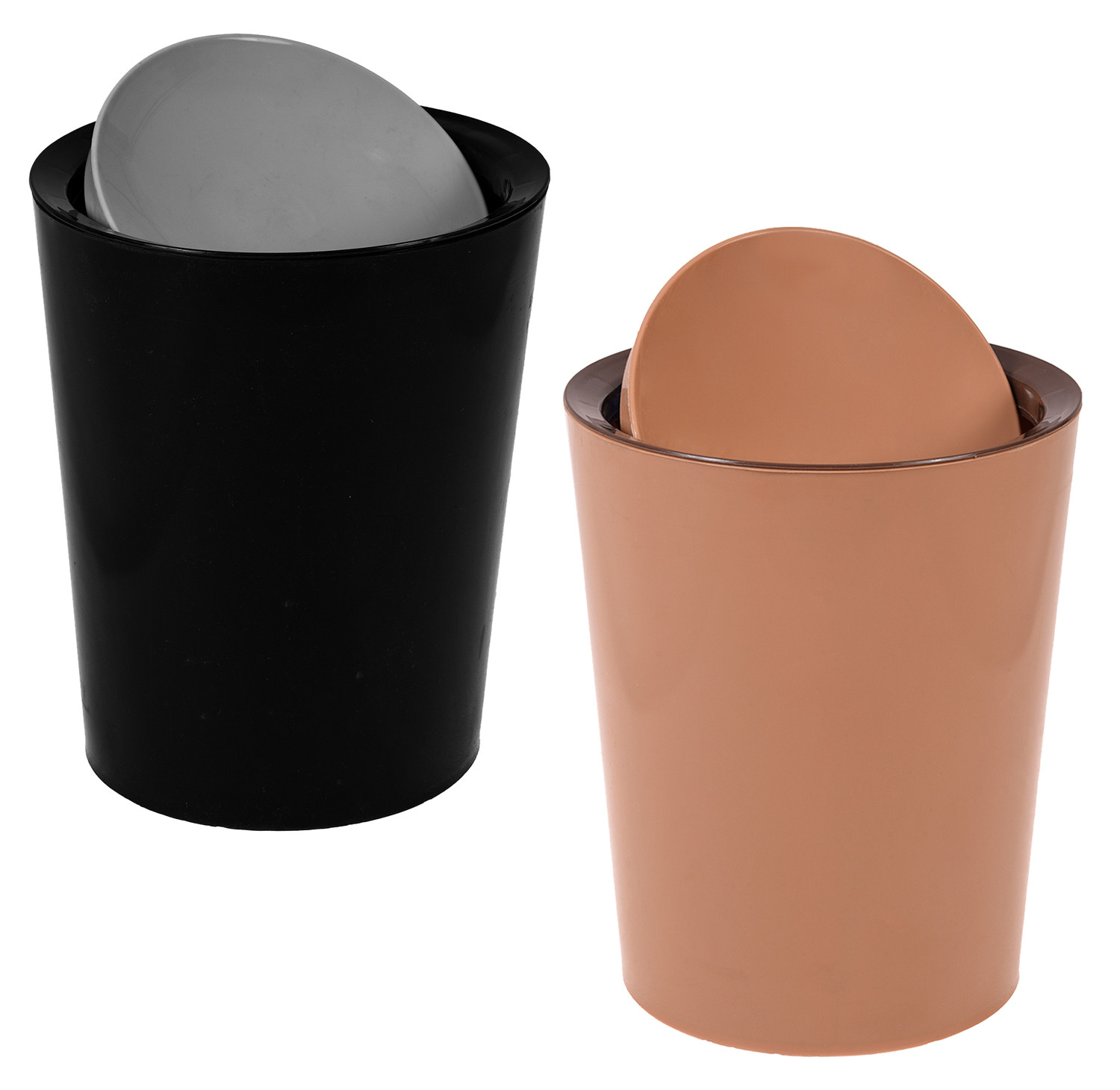 Kuber Industries Swinging Lid Dustbin|Plastic Garbage Waste Bin|Trash Can for Living Room|Kitchen|Office|6 Litre|Pack of 2 (Black & Coffee)