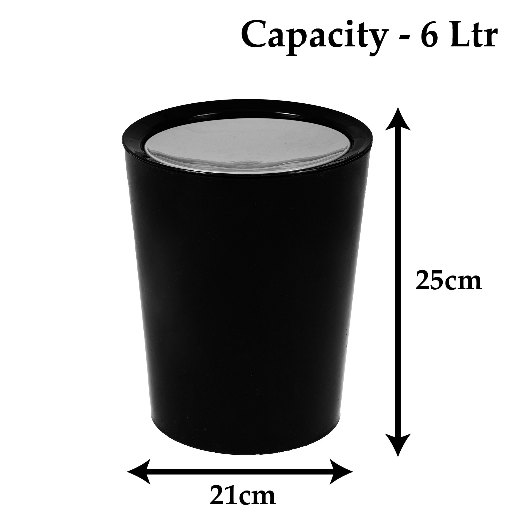 Kuber Industries Swinging Lid Dustbin|Plastic Garbage Waste Bin|Trash Can for Living Room|Kitchen|Office|6 Litre|Pack of 2 (Black & Coffee)