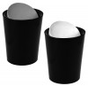 Kuber Industries Swinging Lid Dustbin|Plastic Garbage Waste Bin|Trash Can for Living Room|Kitchen|Office|6 Litre|Pack of 2 (Black)