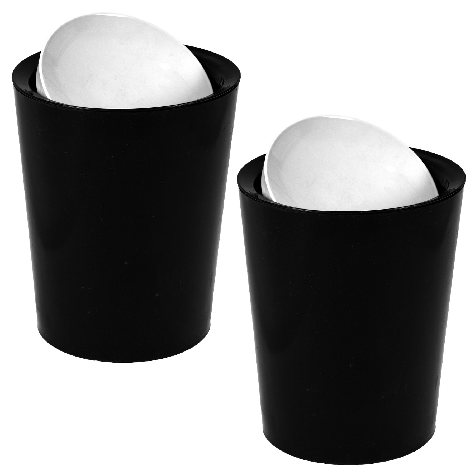 Kuber Industries Swinging Lid Dustbin|Plastic Garbage Waste Bin|White Lid Trash Can for Living Room|Kitchen|Office|6 Litre (Black)