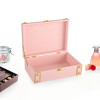 Synthetic Leather Trunk Box/Jewellery Organisers Storage Box with Lock | Ornament/Jewellery Gift Box for Women | Jewel Organizer Case for Gifting | Baby Pink