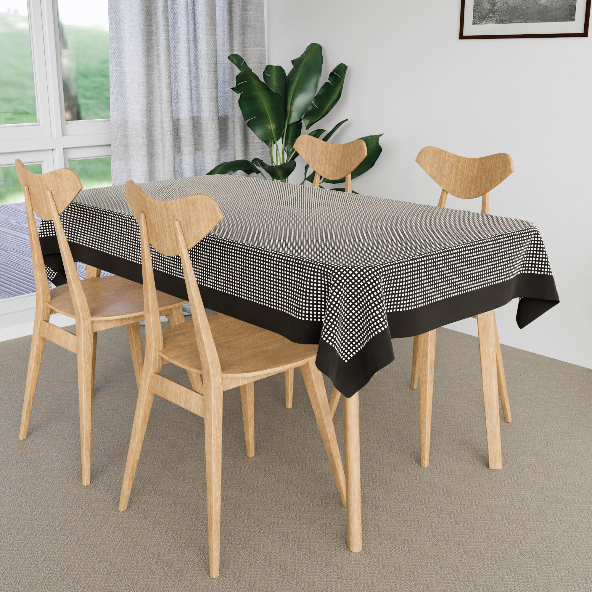 Kuber Industries Table Cover  Cotton Dining Table Cover  Table Cloth  Center Table Cover  Table Cover for Kitchen Table  Barik Check Table Cover for Hall Dcor  42x70 Inch  Black