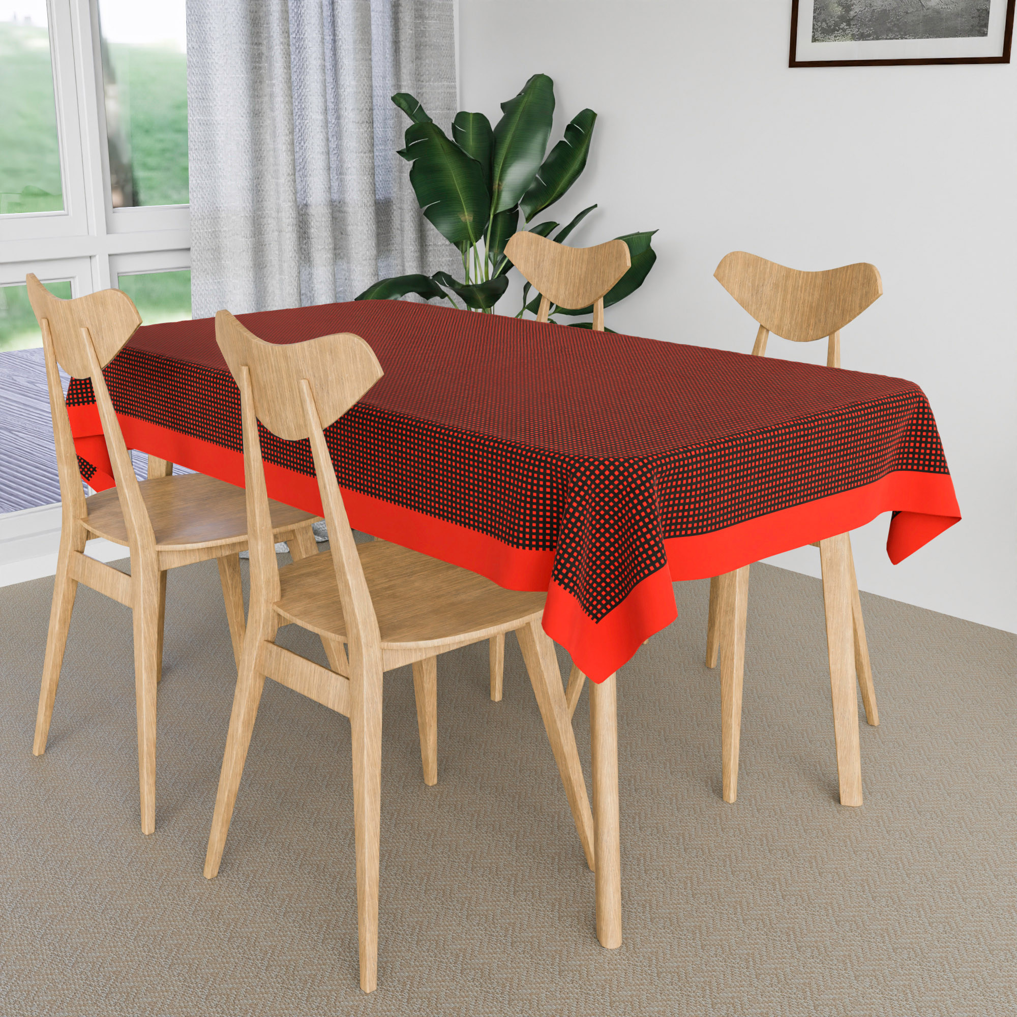 Kuber Industries Table Cover  Cotton Dining Table Cover  Table Cloth  Center Table Cover  Table Cover for Kitchen Table  Barik Check Table Cover for Hall Dcor  42x70 Inch  Maroon