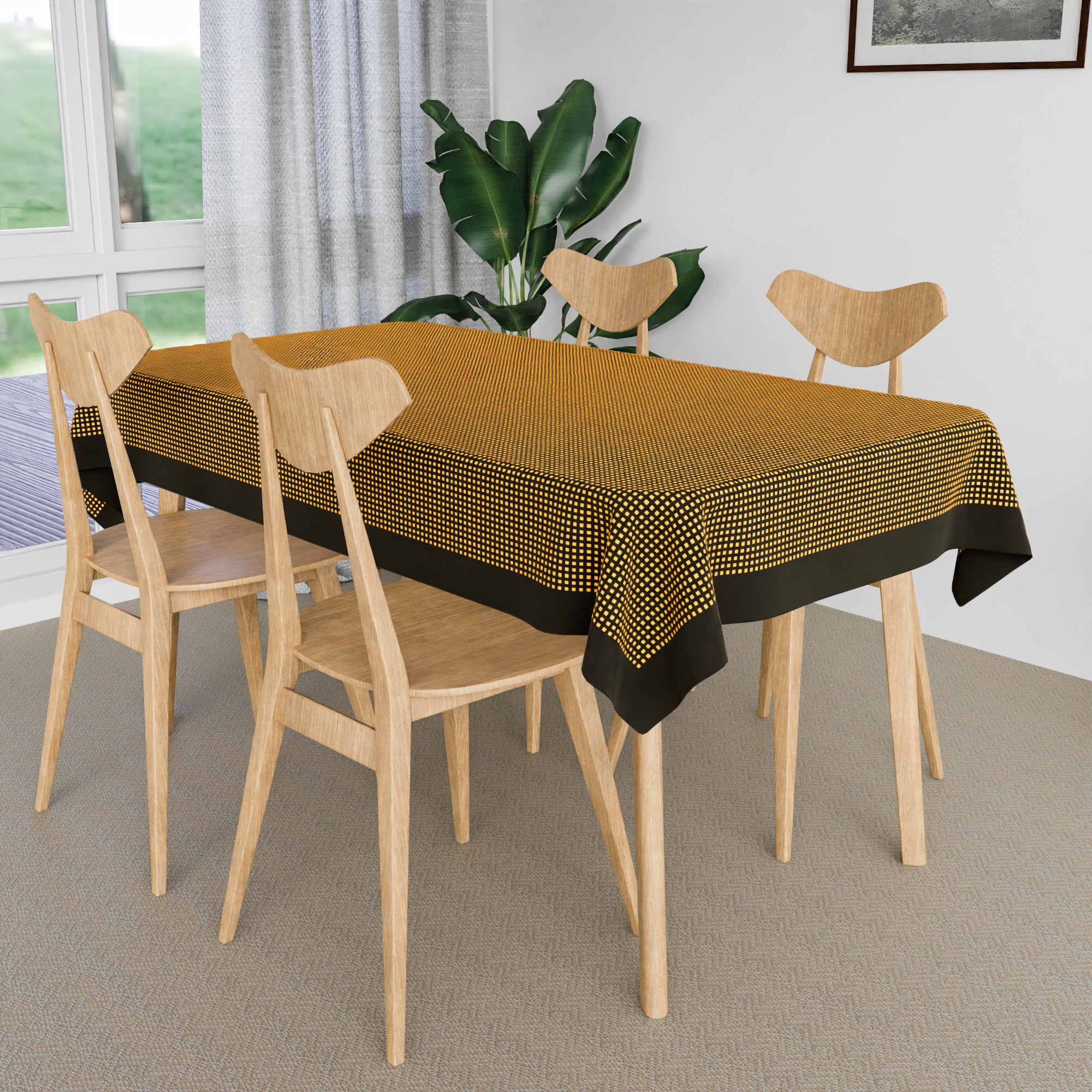 Kuber Industries Table Cover  Cotton Dining Table Cover  Table Cloth  Center Table Cover  Table Cover for Kitchen Table  Barik Check Table Cover for Hall Dcor  42x70 Inch  Yellow
