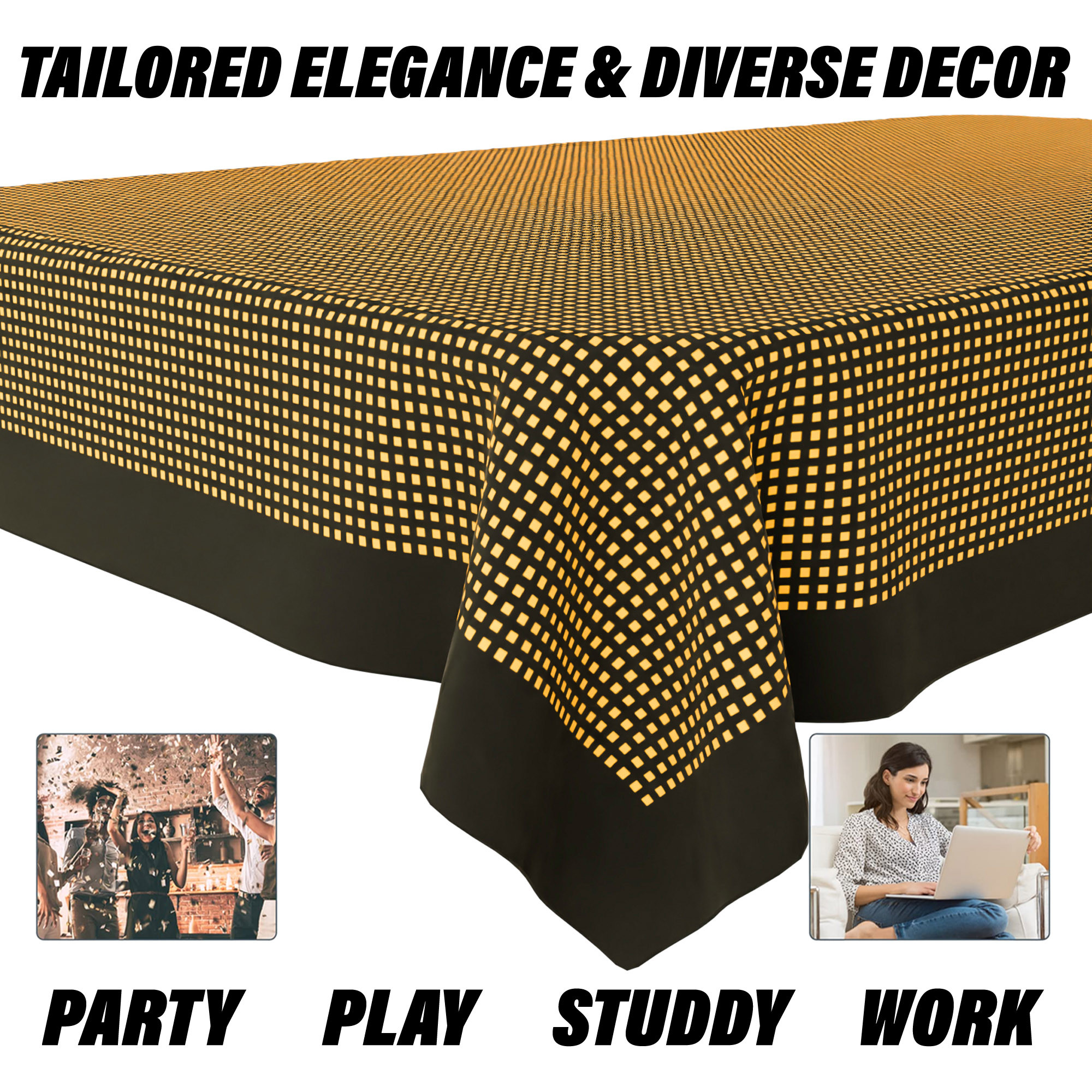 Kuber Industries Table Cover  Cotton Dining Table Cover  Table Cloth  Center Table Cover  Table Cover for Kitchen Table  Barik Check Table Cover for Hall Dcor  42x70 Inch  Yellow