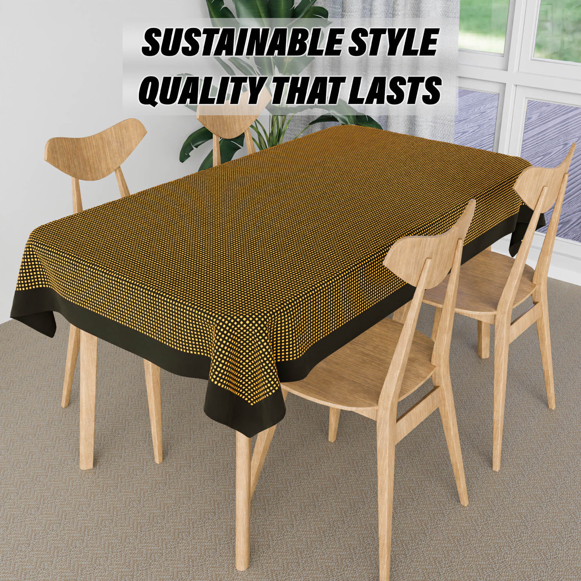 Kuber Industries Table Cover  Cotton Dining Table Cover  Table Cloth  Center Table Cover  Table Cover for Kitchen Table  Barik Check Table Cover for Hall Dcor  42x70 Inch  Yellow