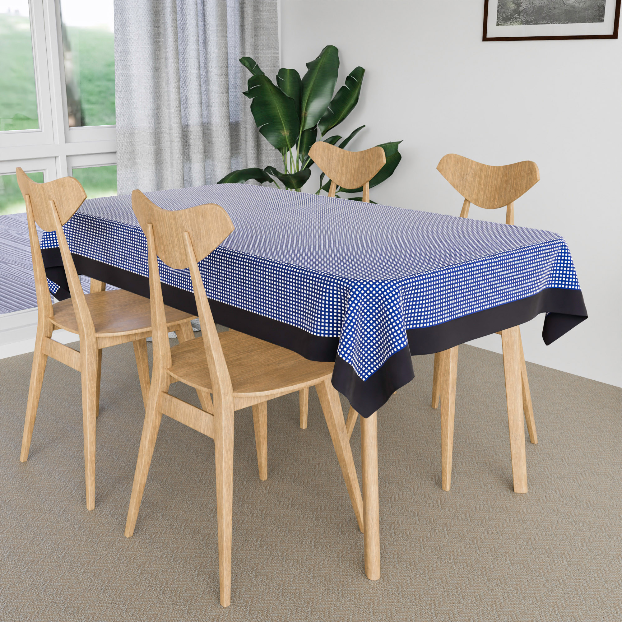 Kuber Industries Table Cover  Cotton Dining Table Cover  Table Cloth  Center Table Cover  Table Cover for Kitchen Table  Barik Check Table Cover for Hall Dcor  42x70 Inch  Blue