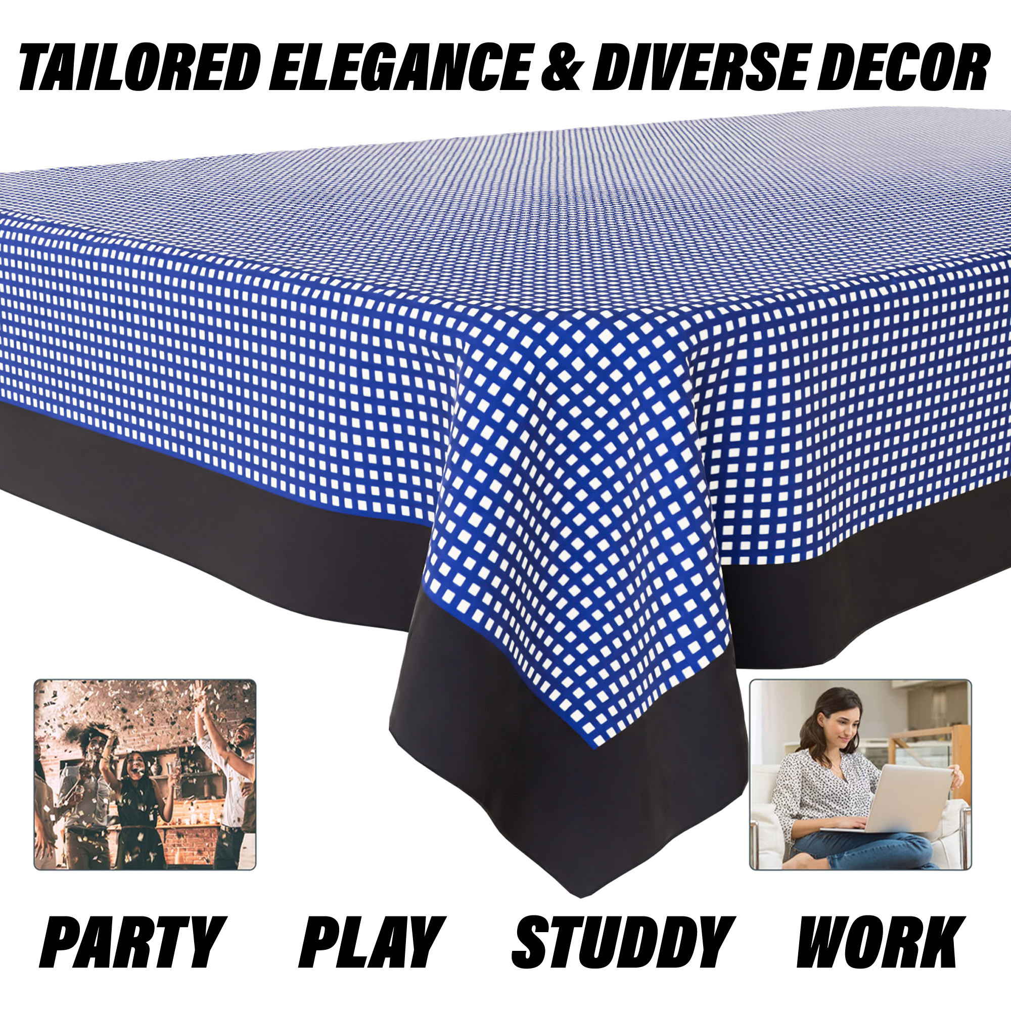Kuber Industries Table Cover  Cotton Dining Table Cover  Table Cloth  Center Table Cover  Table Cover for Kitchen Table  Barik Check Table Cover for Hall Dcor  42x70 Inch  Blue