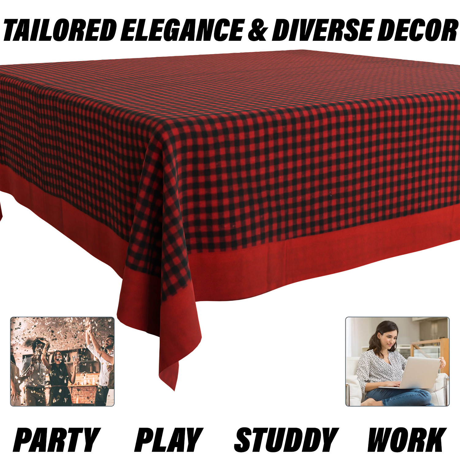 Kuber Industries Table Cover  Cotton Dining Table Cover  Table Cloth  Center Table Cover  Table Cover for Kitchen Table  Barik Check Table Cover for Hall Dcor  54 Inch  Maroon
