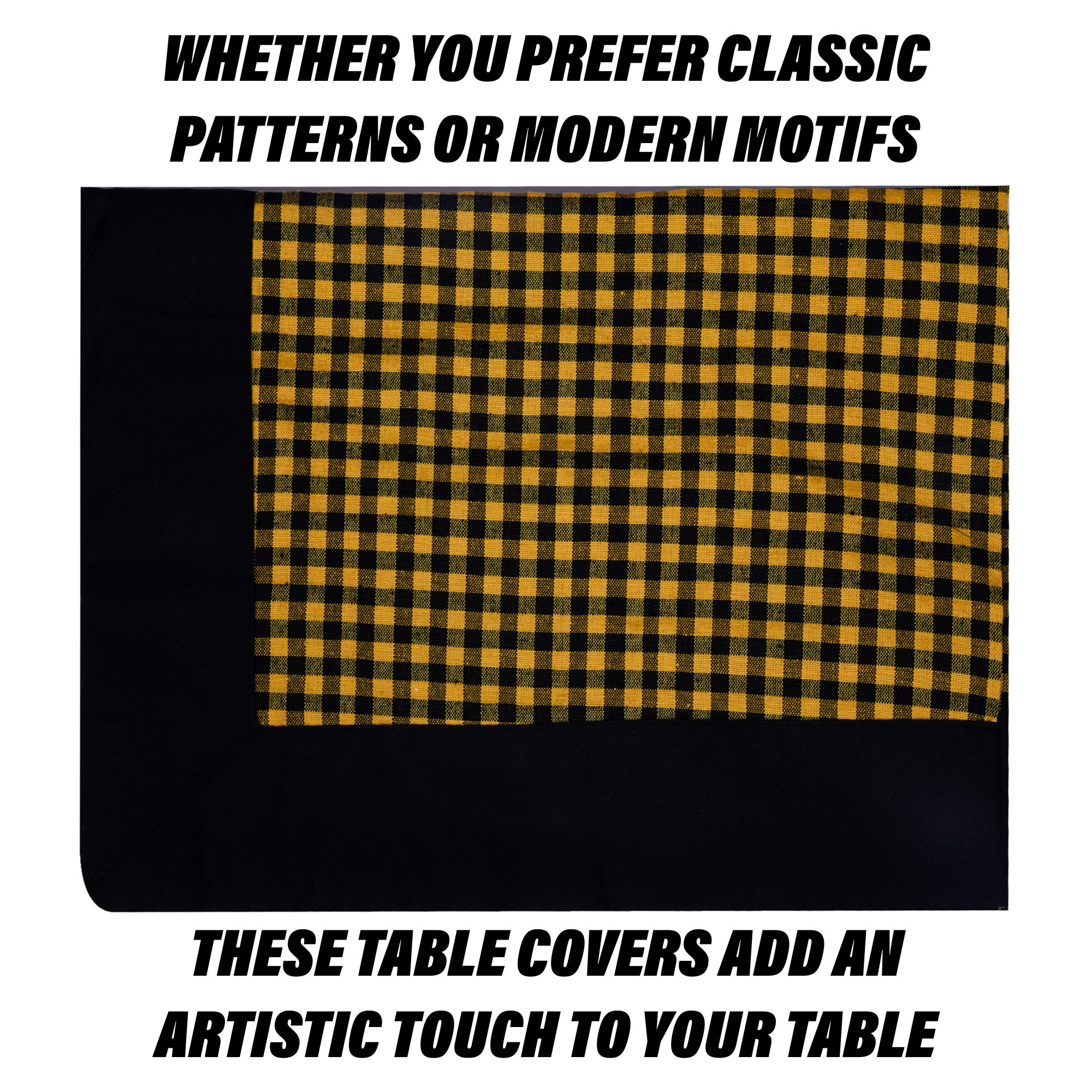 Kuber Industries Table Cover  Cotton Dining Table Cover  Table Cloth  Center Table Cover  Table Cover for Kitchen Table  Barik Check Table Cover for Hall Dcor  42x70 Inch  Yellow