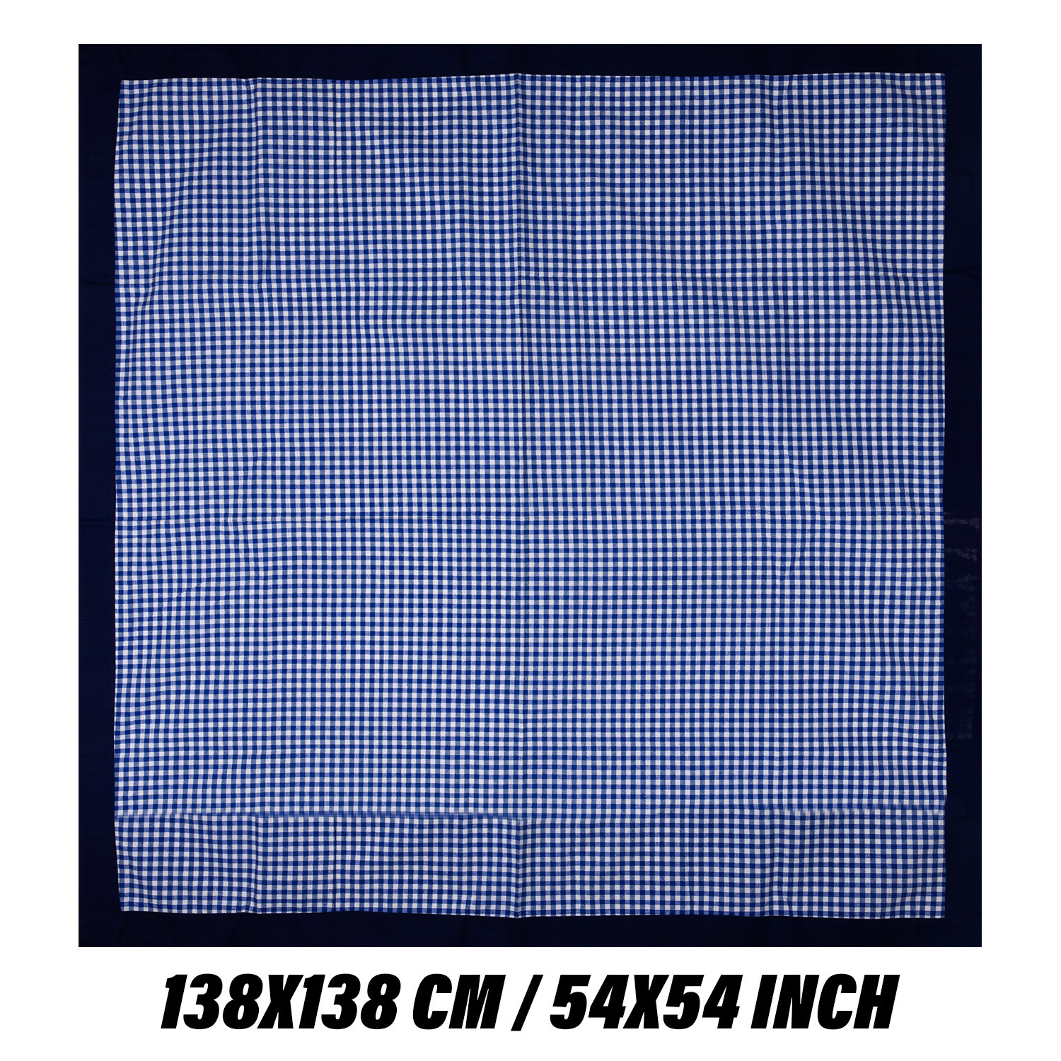 Kuber Industries Table Cover | Cotton Dining Table Cover | Table Cloth | Center Table Cover | Table Cover for Kitchen Table | Barik Check Table Cover for Hall Décor | 54 Inch | Blue