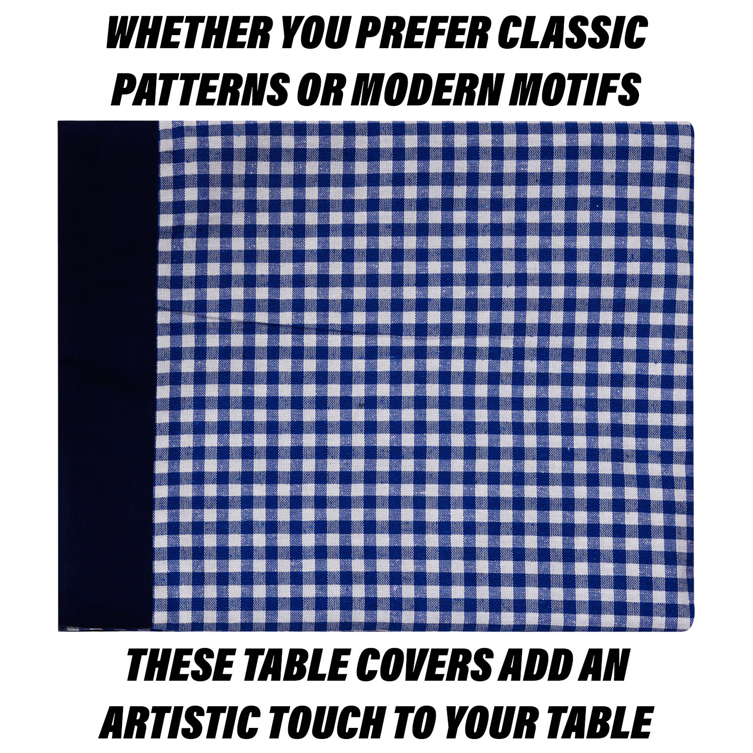 Kuber Industries Table Cover | Cotton Dining Table Cover | Table Cloth | Center Table Cover | Table Cover for Kitchen Table | Barik Check Table Cover for Hall Décor | 54 Inch | Blue