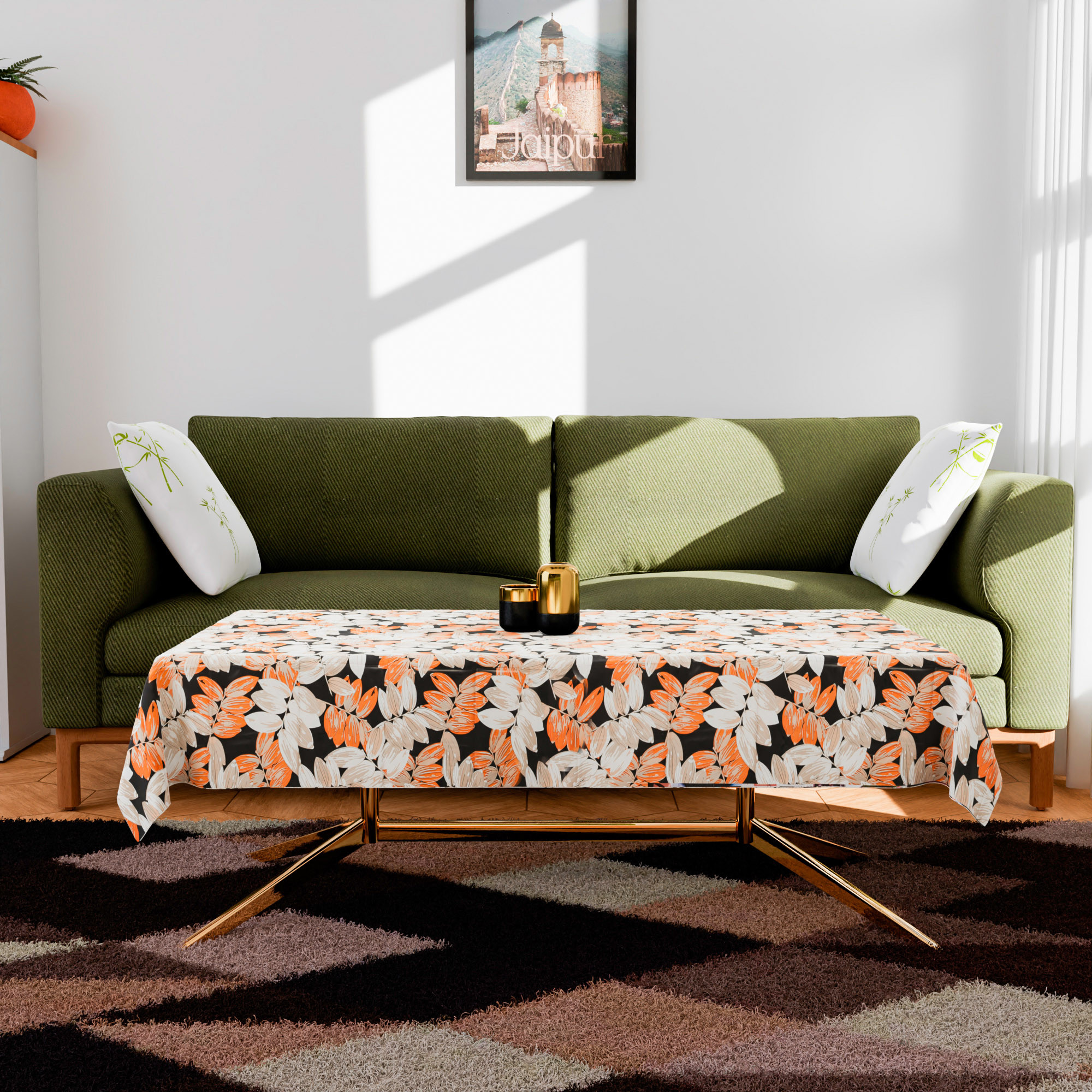 Kuber Industries Table Cover  Dining Table Cloth Cover  Center Table Cover  Reversable Table Cover for Kitchen Table  Leaf Table Cover for Hall Dcor  36x54 Inch  Black