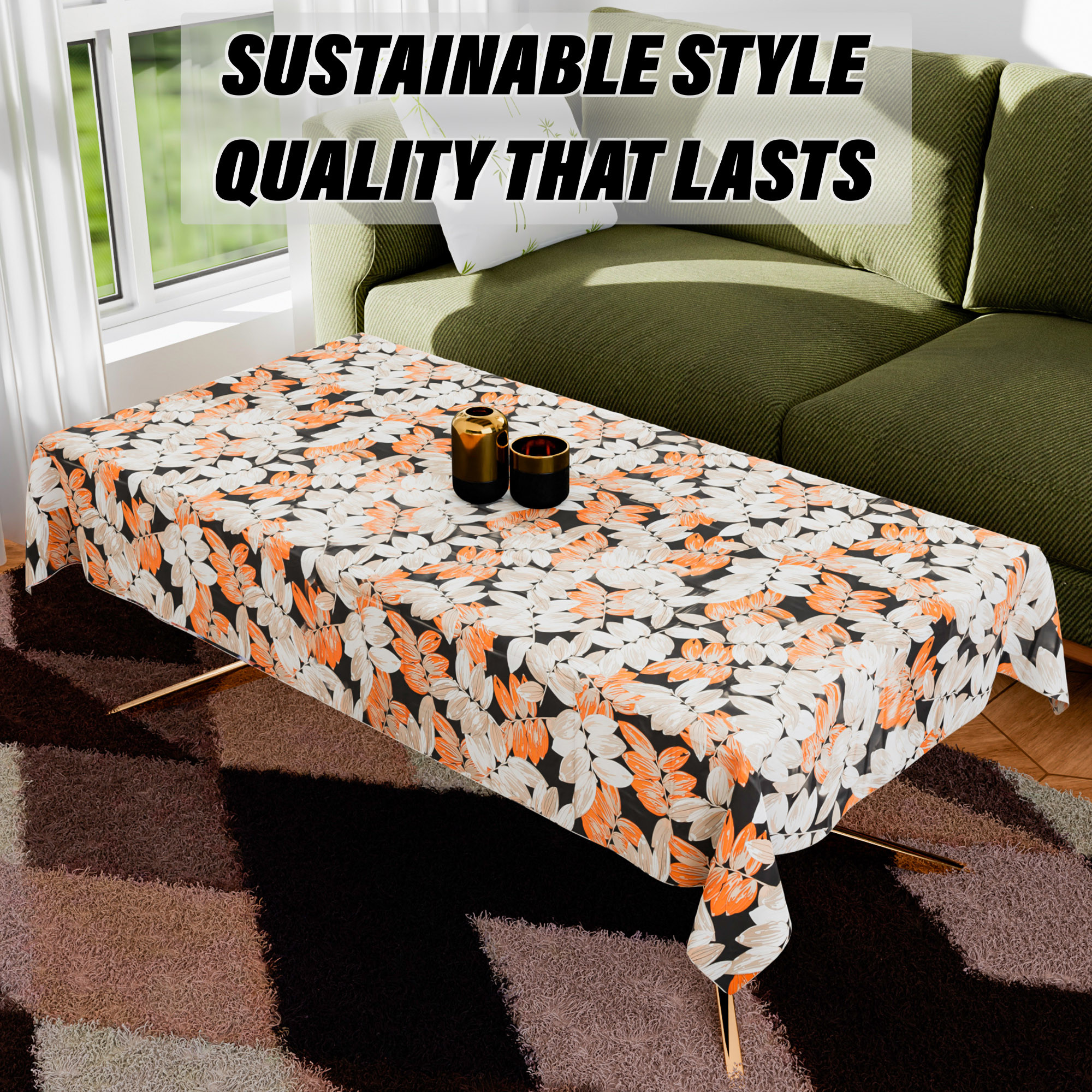 Kuber Industries Table Cover  Dining Table Cloth Cover  Center Table Cover  Reversable Table Cover for Kitchen Table  Leaf Table Cover for Hall Dcor  36x54 Inch  Black