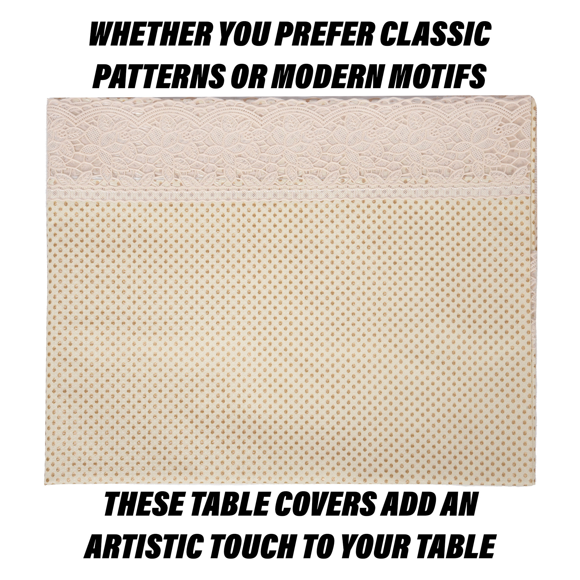 Kuber Industries Table Cover  Dining Table Cover  Center Table Cover  Reversable Table Cover for Kitchen Table  Dot Square Table Cover for Hall Dcor  48x48 Inch  Golden