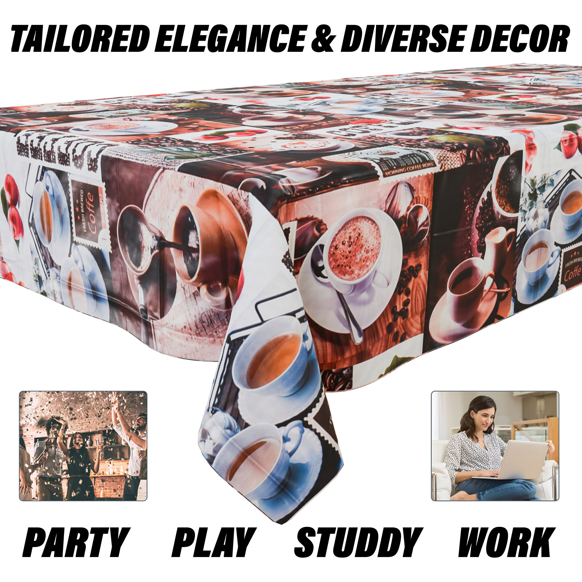 Kuber Industries Table Cover  Dining Table Cover  Center Table Cover  Reversable Table Cover for Kitchen Table  Coffee Cup Table Cover for Hall Dcor  54x84 Inch  Brown