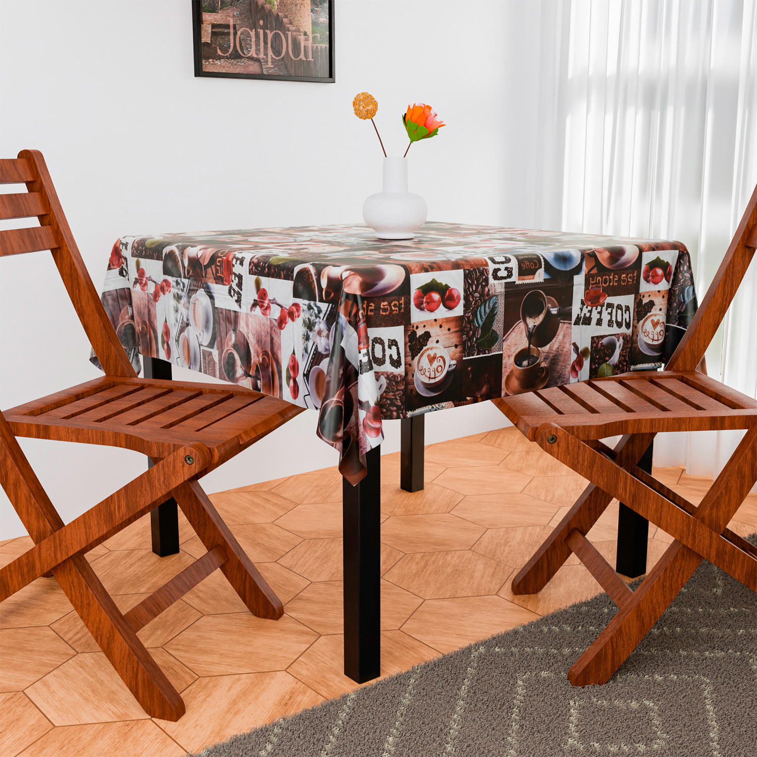 Kuber Industries Table Cover  Dining Table Cover  Center Table Cover  Reversable Table Cover for Kitchen Table  Coffee Cup Table Cover for Hall Dcor  54x54 Inch  Brown