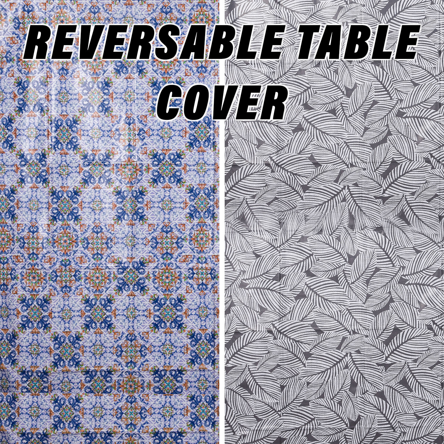 Kuber Industries Table Cover | Dining Table Cover | Center Table Cover | Reversable Table Cover for Kitchen Table | Star Flower Table Cover for Hall Décor | 54x54 Inch | Blue