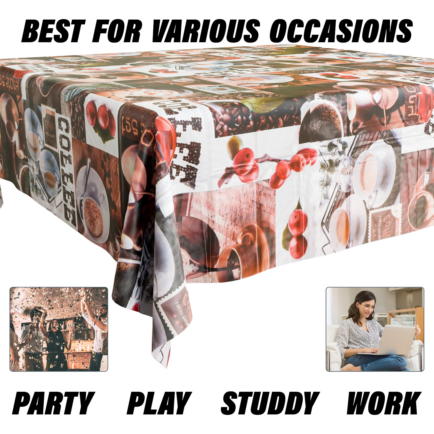 Kuber Industries Table Cover | Dining Table Cover | Center Table Cover | Reversable Table Cover for Kitchen Table | Coffee Cup Table Cover for Hall Décor | 54x54 Inch | Brown