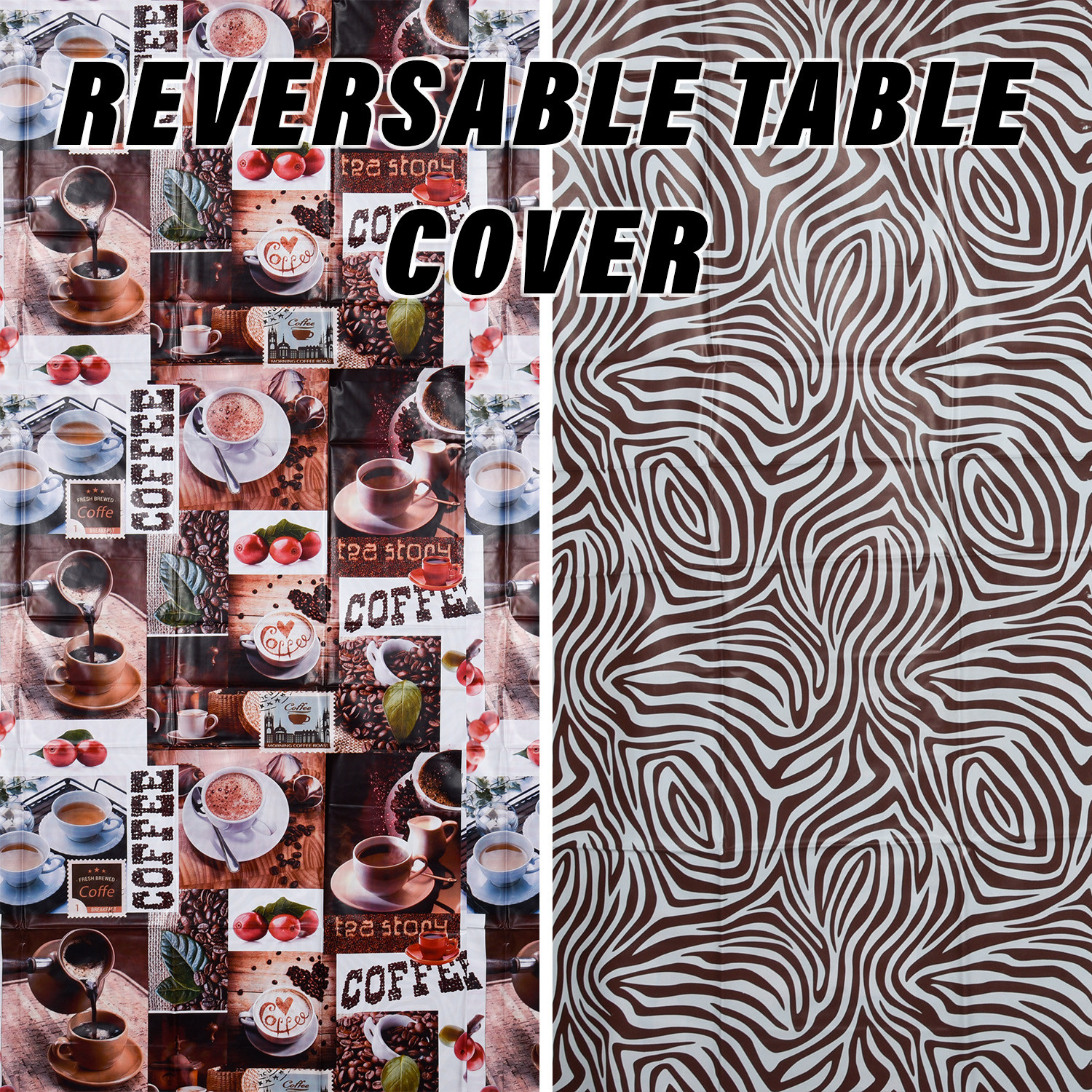 Kuber Industries Table Cover | Dining Table Cover | Center Table Cover | Reversable Table Cover for Kitchen Table | Coffee Cup Table Cover for Hall Décor | 54x54 Inch | Brown