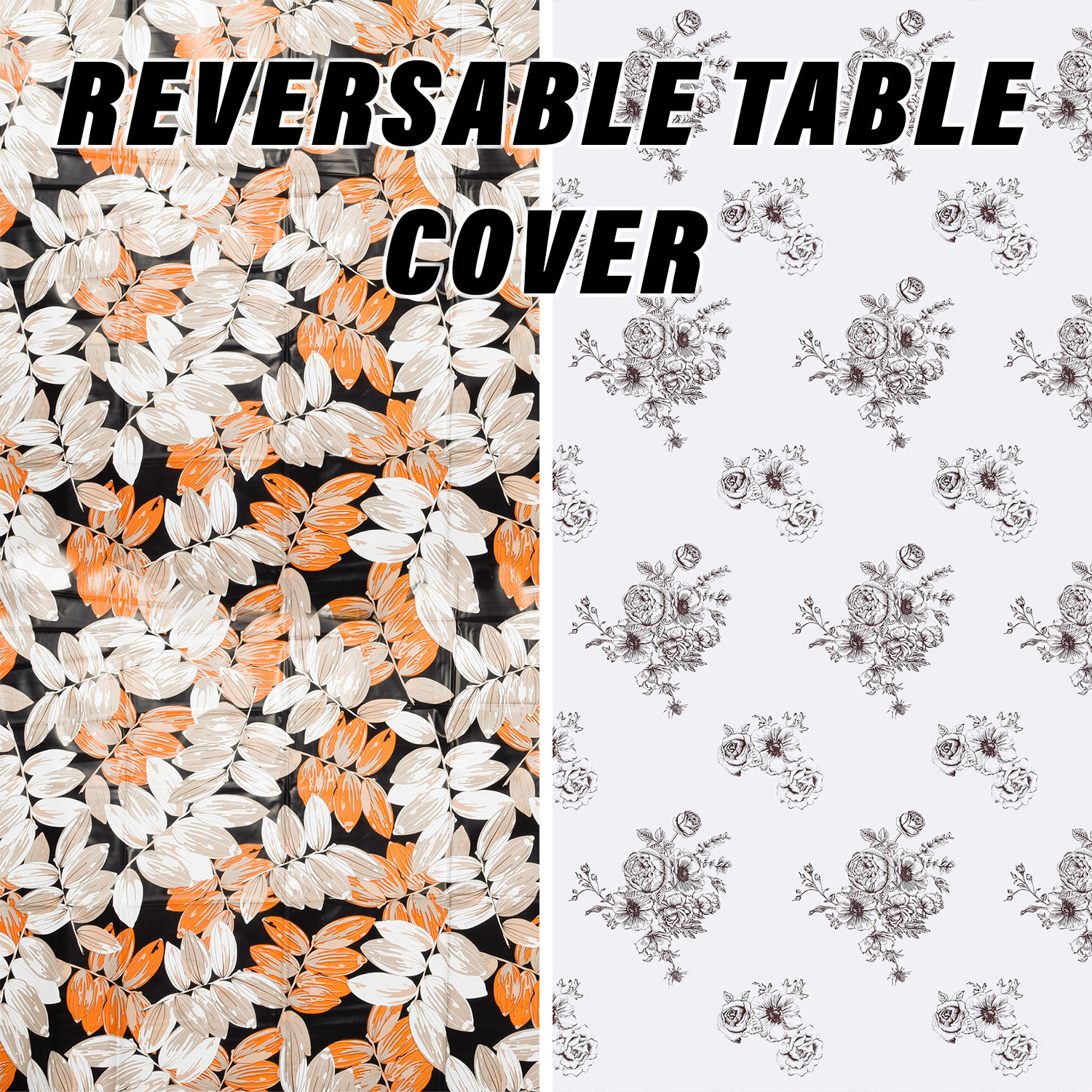 Kuber Industries Table Cover | Dining Table Cover | Center Table Cover | Reversable Table Cover for Kitchen Table | Leaf Design Table Cover for Hall Décor | 54x54 Inch | Brown