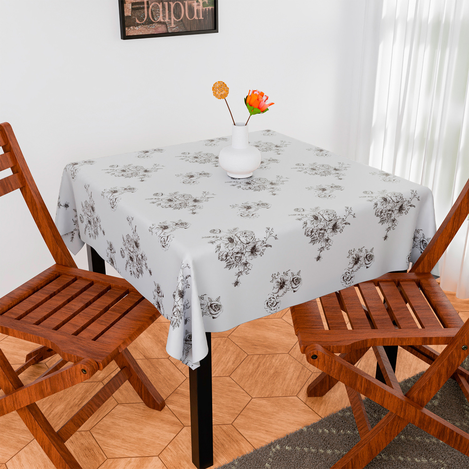Kuber Industries Table Cover | Dining Table Cover | Center Table Cover | Reversable Table Cover for Kitchen Table | Leaf Design Table Cover for Hall Décor | 54x54 Inch | Brown