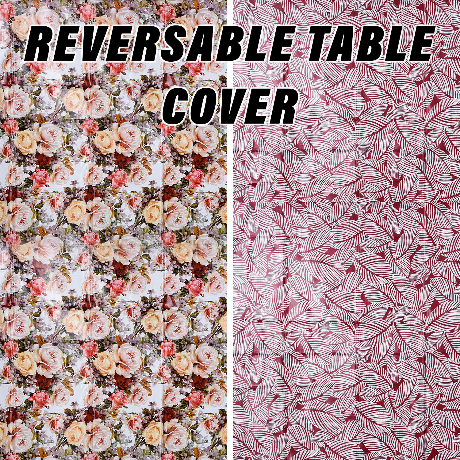 Kuber Industries Table Cover | Dining Table Cover | Center Table Cover | Reversable Table Cover for Kitchen Table | Gulab Design Table Cover for Hall Décor | 54x54 Inch | White