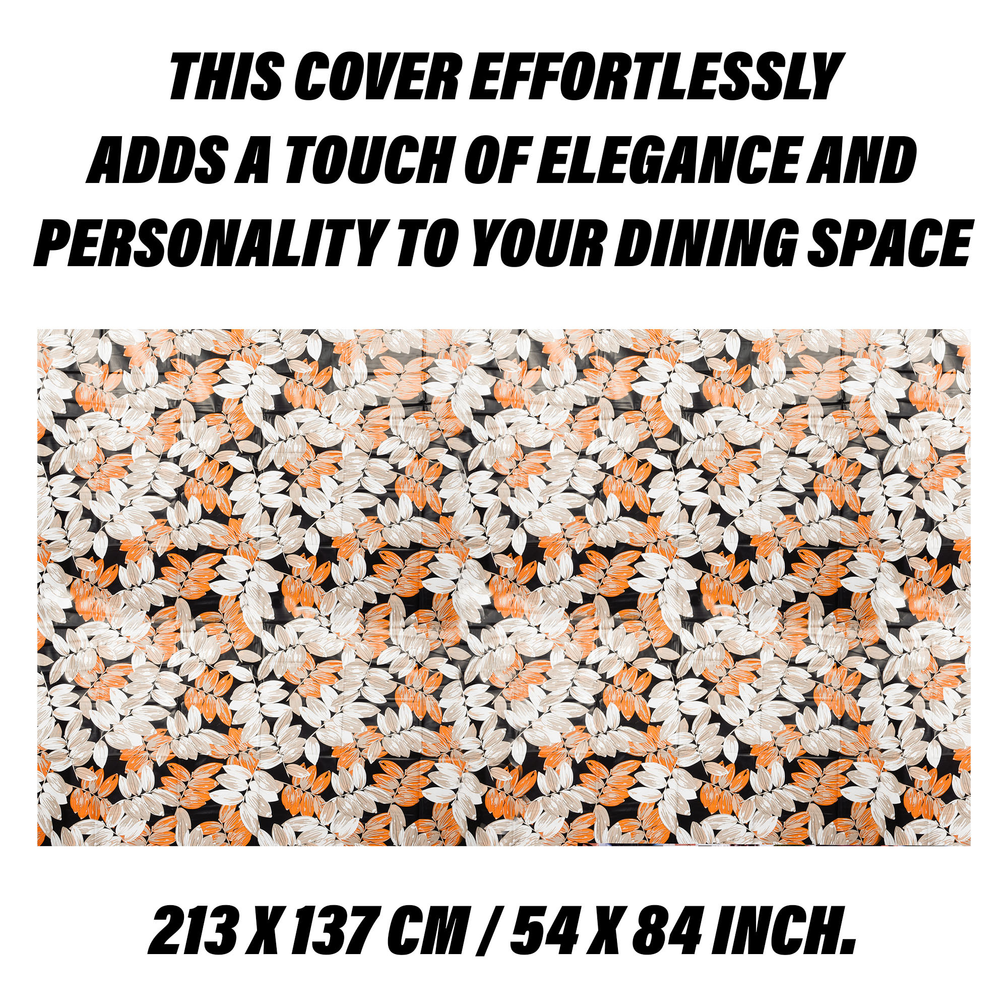 Kuber Industries Table Cover | Dining Table Cover | Center Table Cover | Reversable Table Cover for Kitchen Table | Leaf Design Table Cover for Hall Décor | 54x84 Inch | Brown