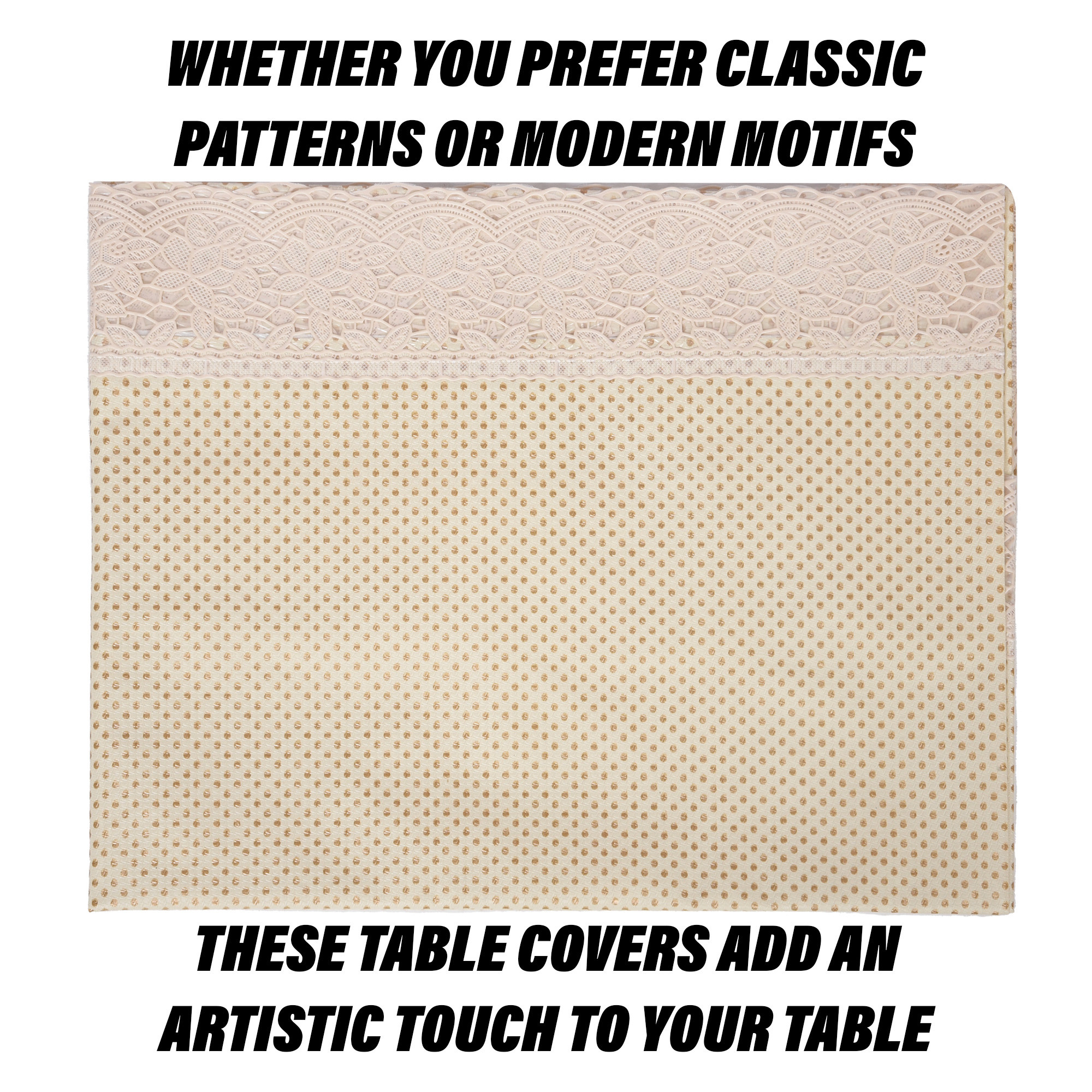 Kuber Industries Table Cover | Dining Table Cover | Center Table Cover | Reversable Table Cover for Kitchen Table | Dot Design Table Cover for Hall Décor | 42x70 Inch | Golden
