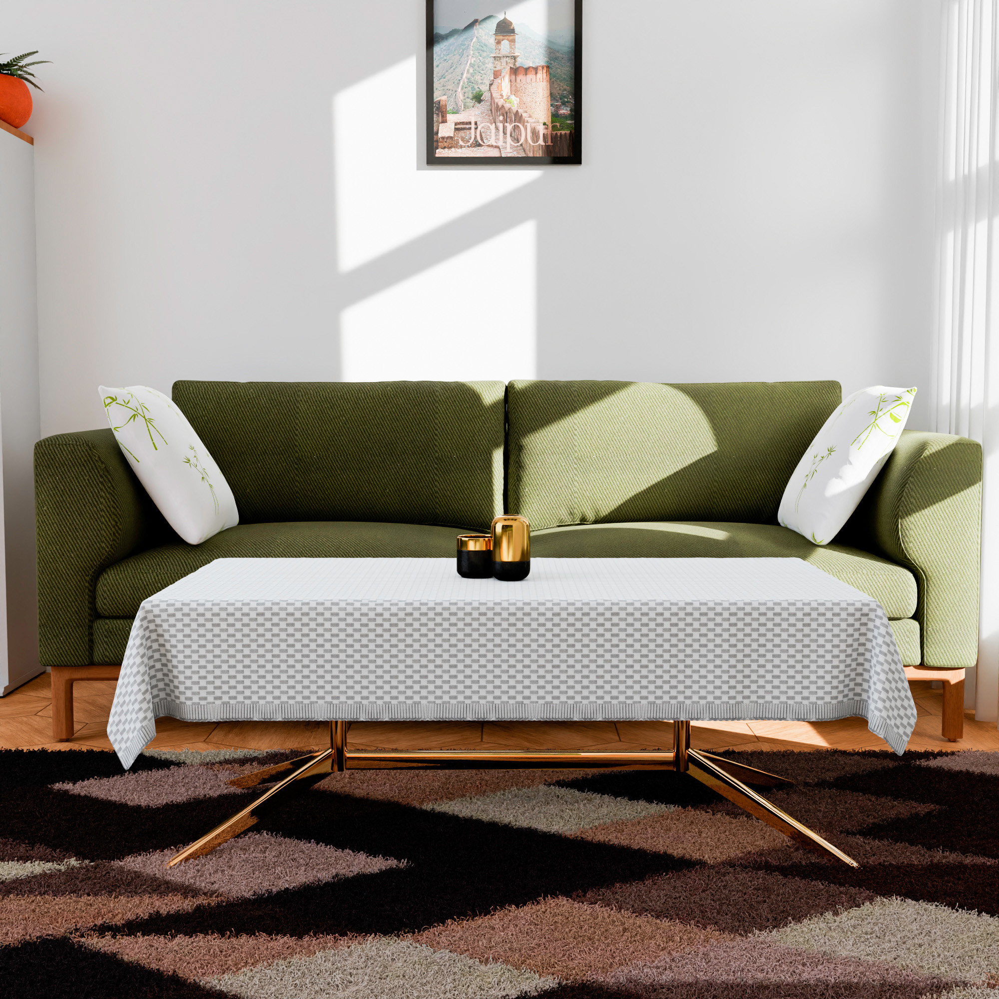 Kuber Industries Table Cover  Polyvinyl Dining Table Cloth Cover  Center Table Cover  Table Cover for Kitchen Table  Lining Table Cover for Hall Dcor  36x54 Inch  Silver