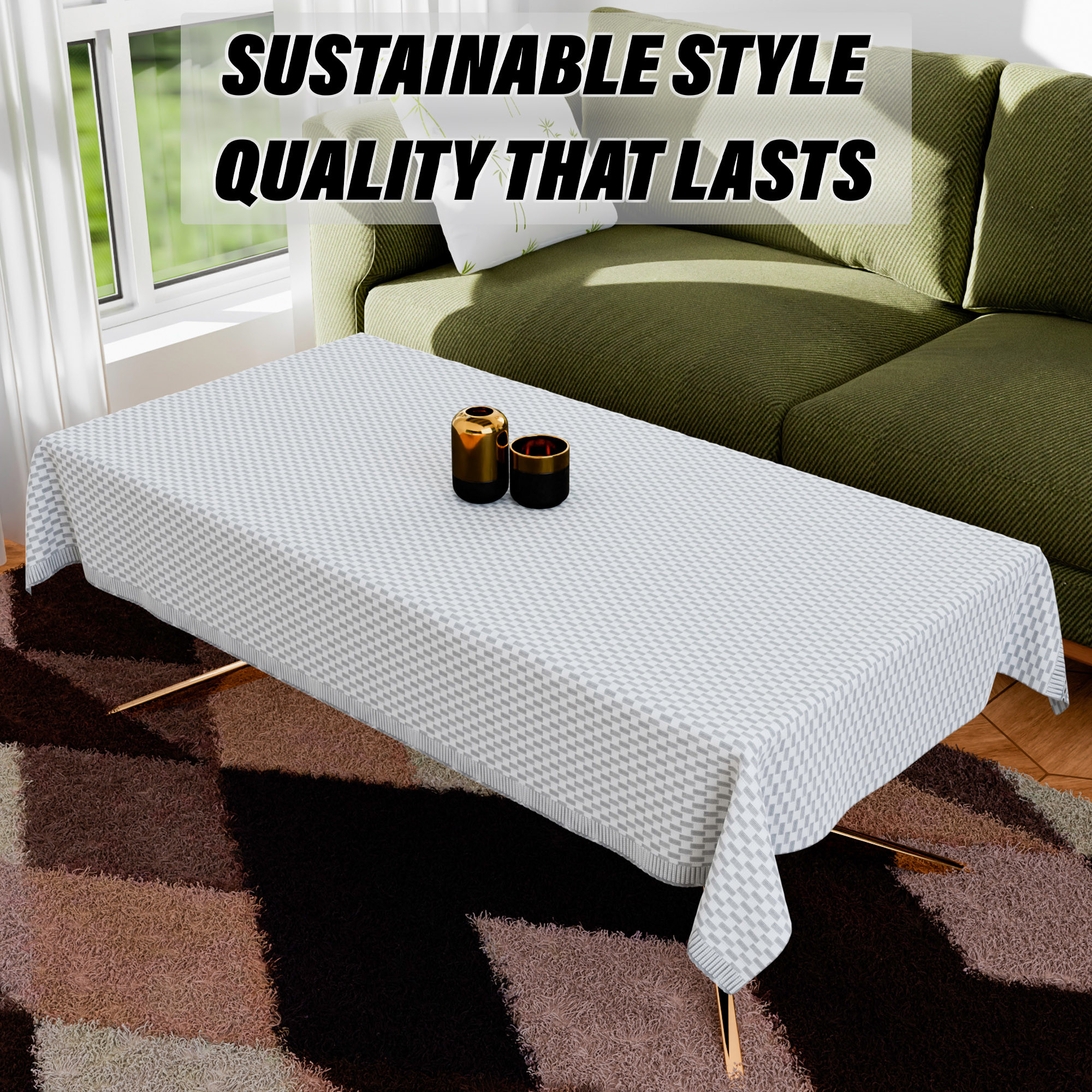 Kuber Industries Table Cover  Polyvinyl Dining Table Cloth Cover  Center Table Cover  Table Cover for Kitchen Table  Lining Table Cover for Hall Dcor  36x54 Inch  Silver