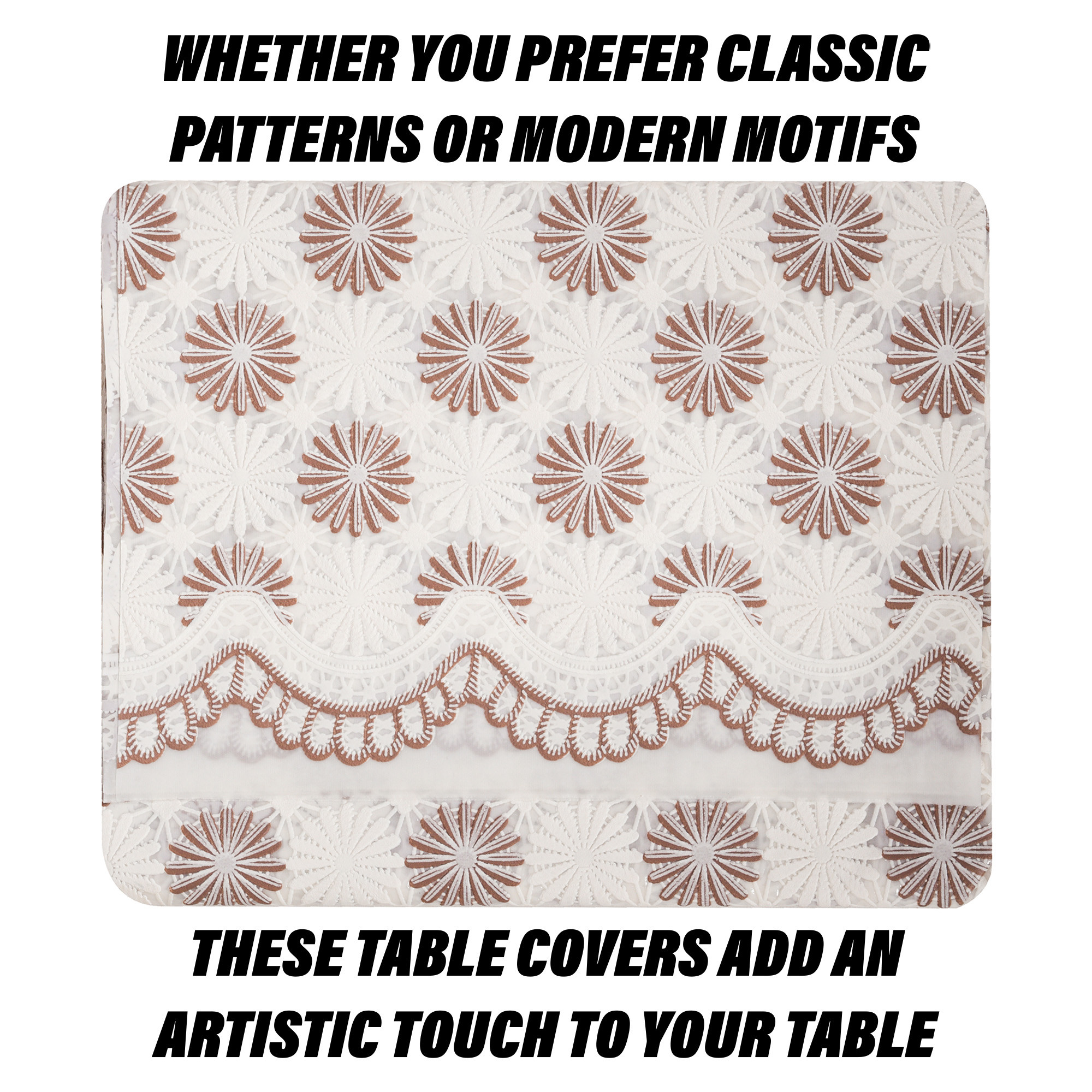 Kuber Industries Table Cover  Polyvinyl Dining Table Cloth Cover  Center Table Cover  Table Cover for Kitchen Table  Flower Maiva Table Cover for Hall Dcor  54x84 Inch  Brown