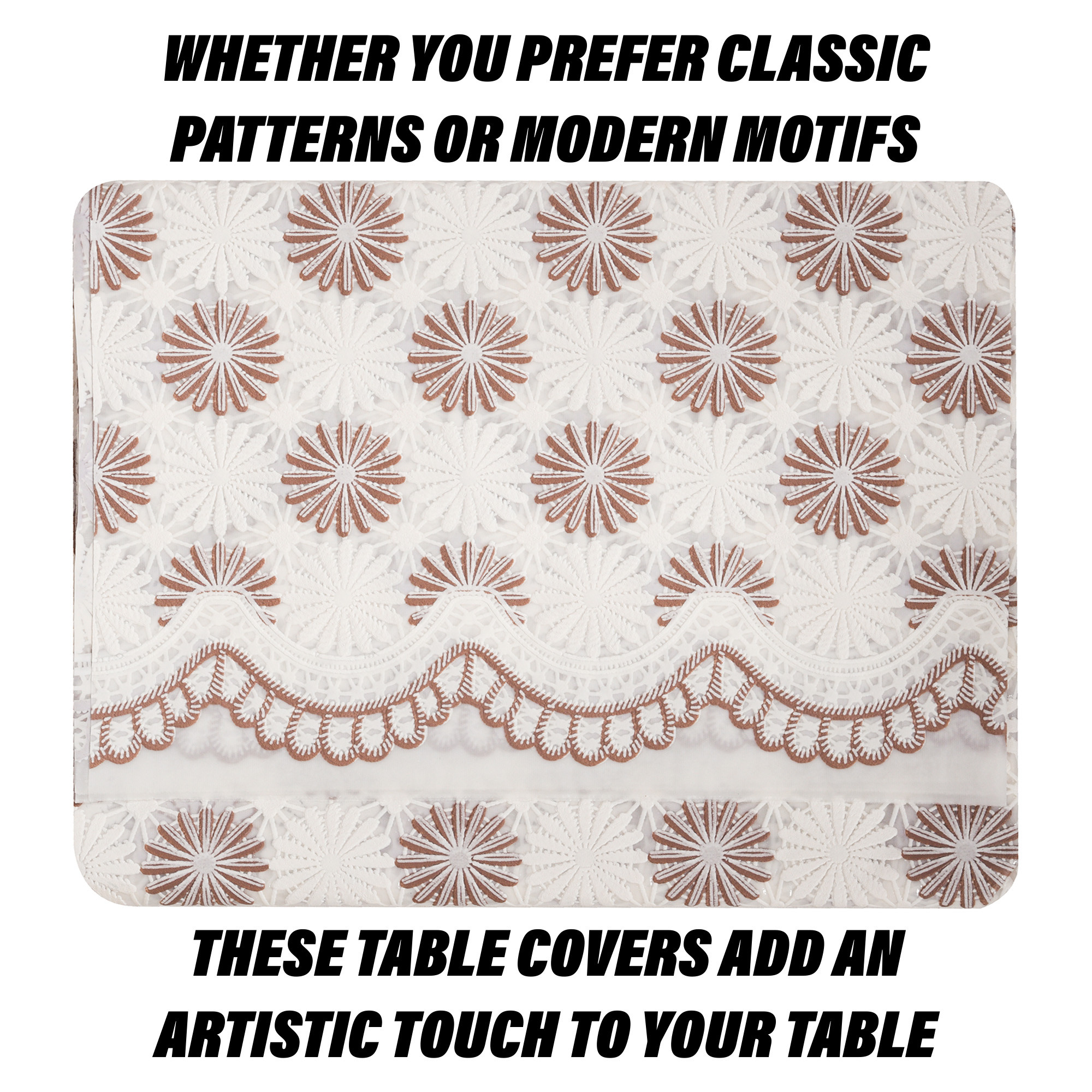Kuber Industries Table Cover  Polyvinyl Dining Table Cloth Cover  Center Table Cover  Table Cover for Kitchen Table  Flower Maiva Table Cover for Hall Dcor  36x54 Inch  Brown
