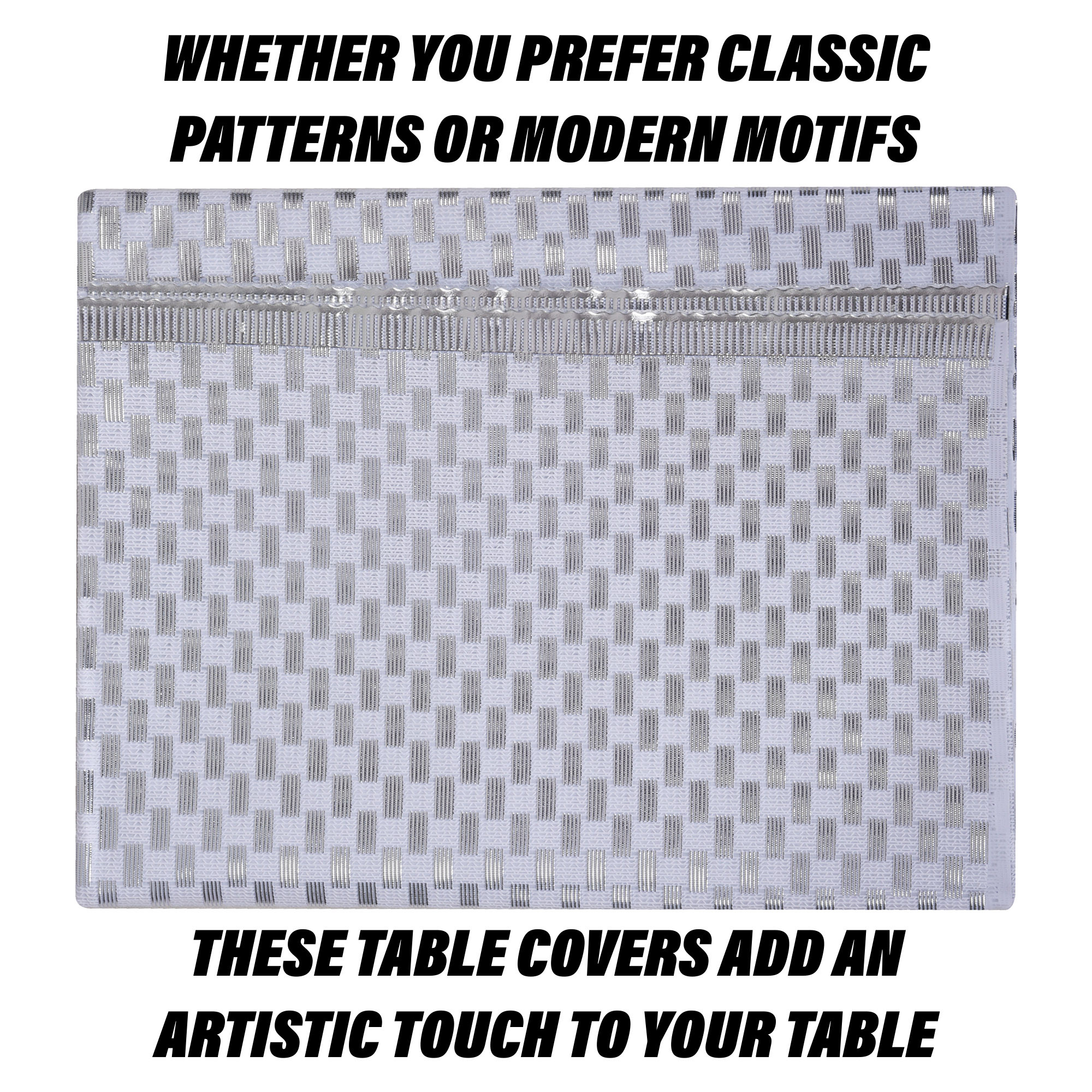 Kuber Industries Table Cover  Polyvinyl Dining Table Cloth Cover  Center Table Cover  Table Cover for Kitchen Table  Lining Table Cover for Hall Dcor  36x54 Inch  Silver