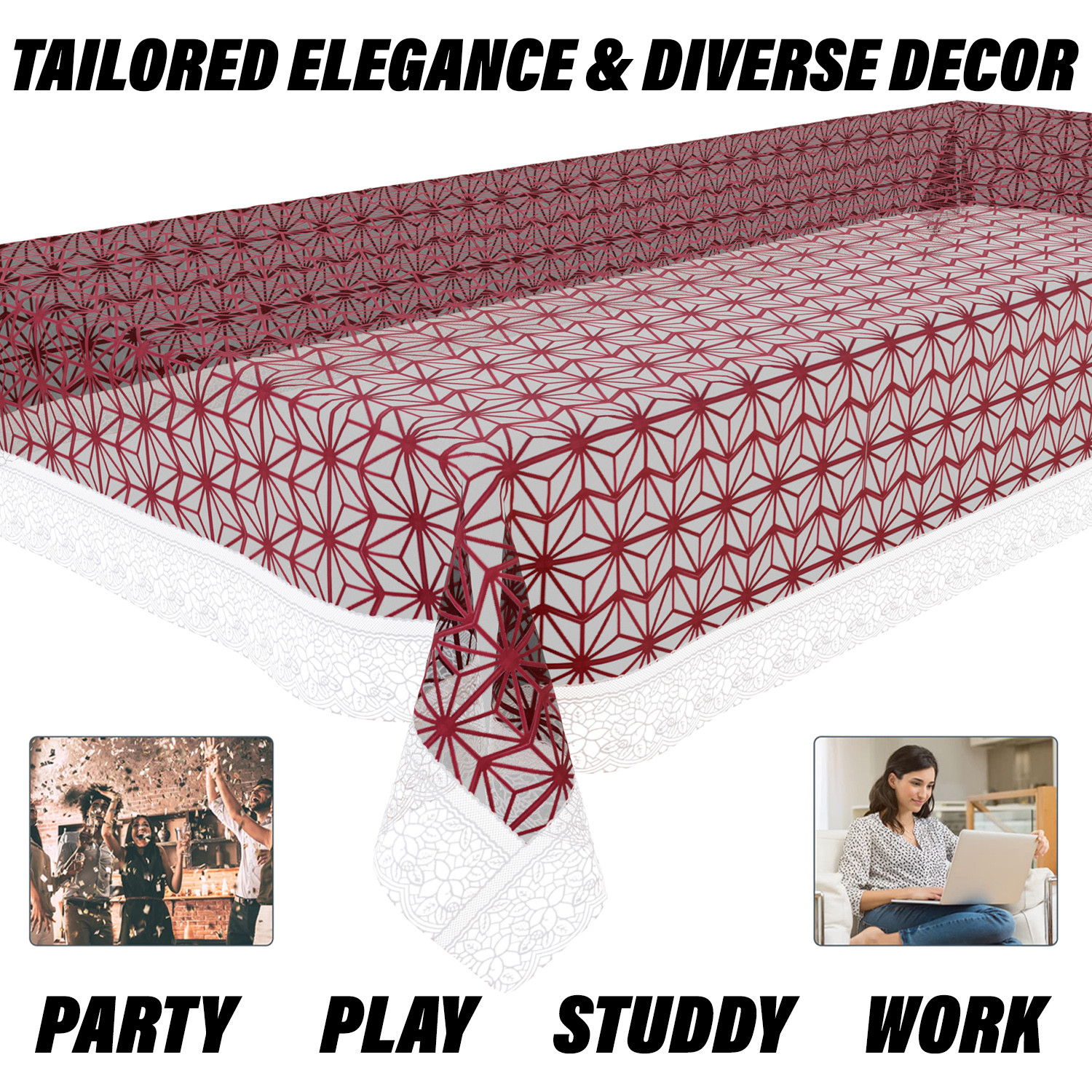 Kuber Industries Table Cover  PVC Dining Table Cover  Table Cloth  Center Table Cover  Table Cover for Kitchen Table  Self Star Table Cover for Hall Dcor  48x60 Inch  Brown