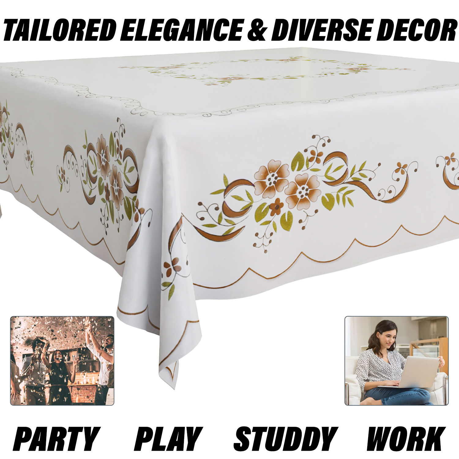 Kuber Industries Table Cover  PVC Dining Table Cover  Table Cloth  Center Table Cover  Table Cover for Kitchen Table  Alloy Table Cover for Hall Dcor  54 Inch  Brown