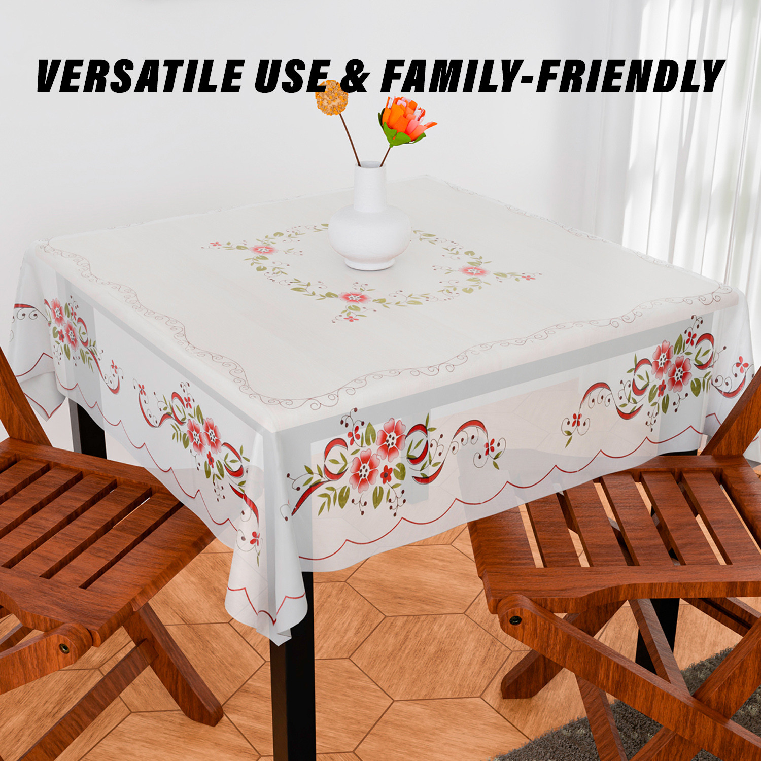 Kuber Industries Table Cover  PVC Dining Table Cover  Table Cloth  Center Table Cover  Table Cover for Kitchen Table  Alloy Table Cover for Hall Dcor  54 Inch  Red