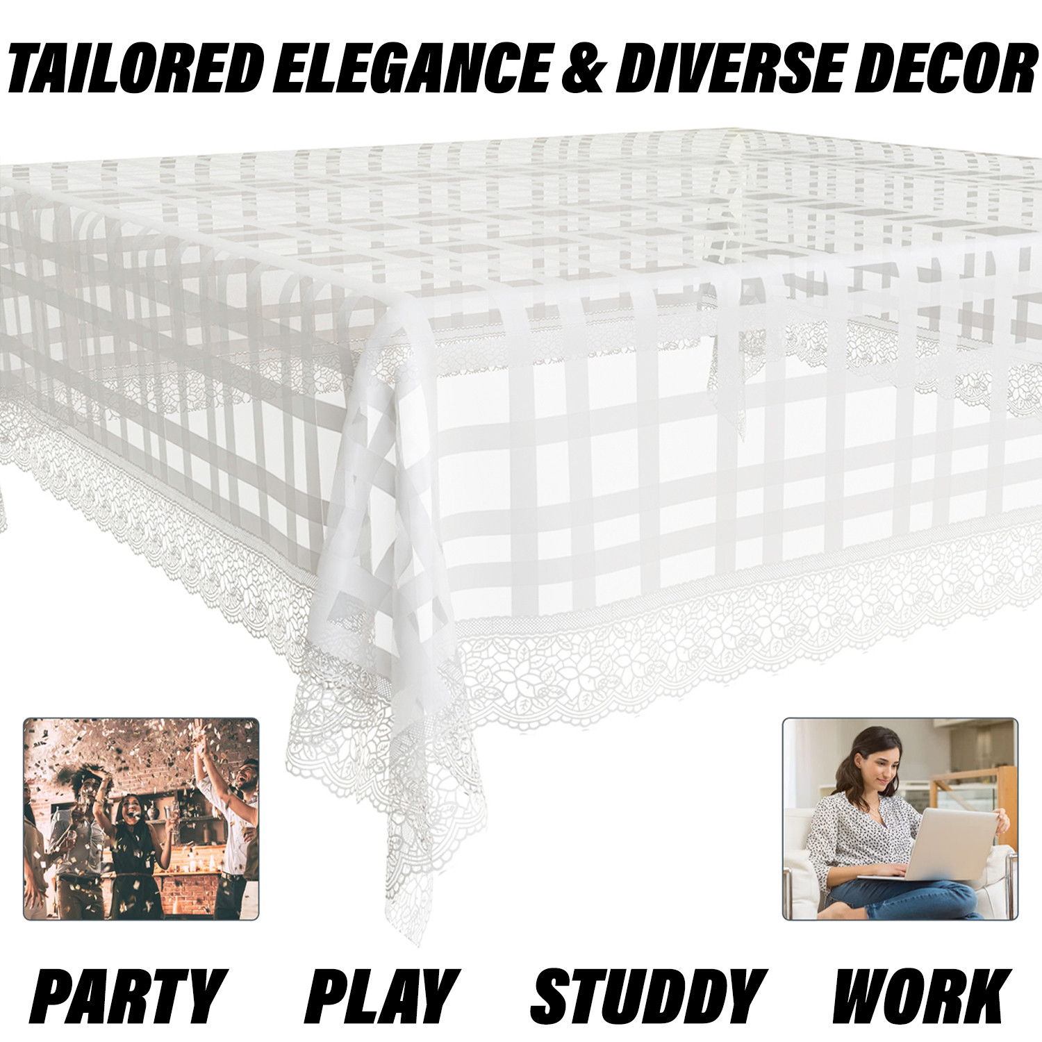 Kuber Industries Table Cover  PVC Dining Table Cover  Table Cloth  Center Table Cover  Table Cover for Kitchen Table  Self Check Table Cover for Hall Dcor  54 Inch  White