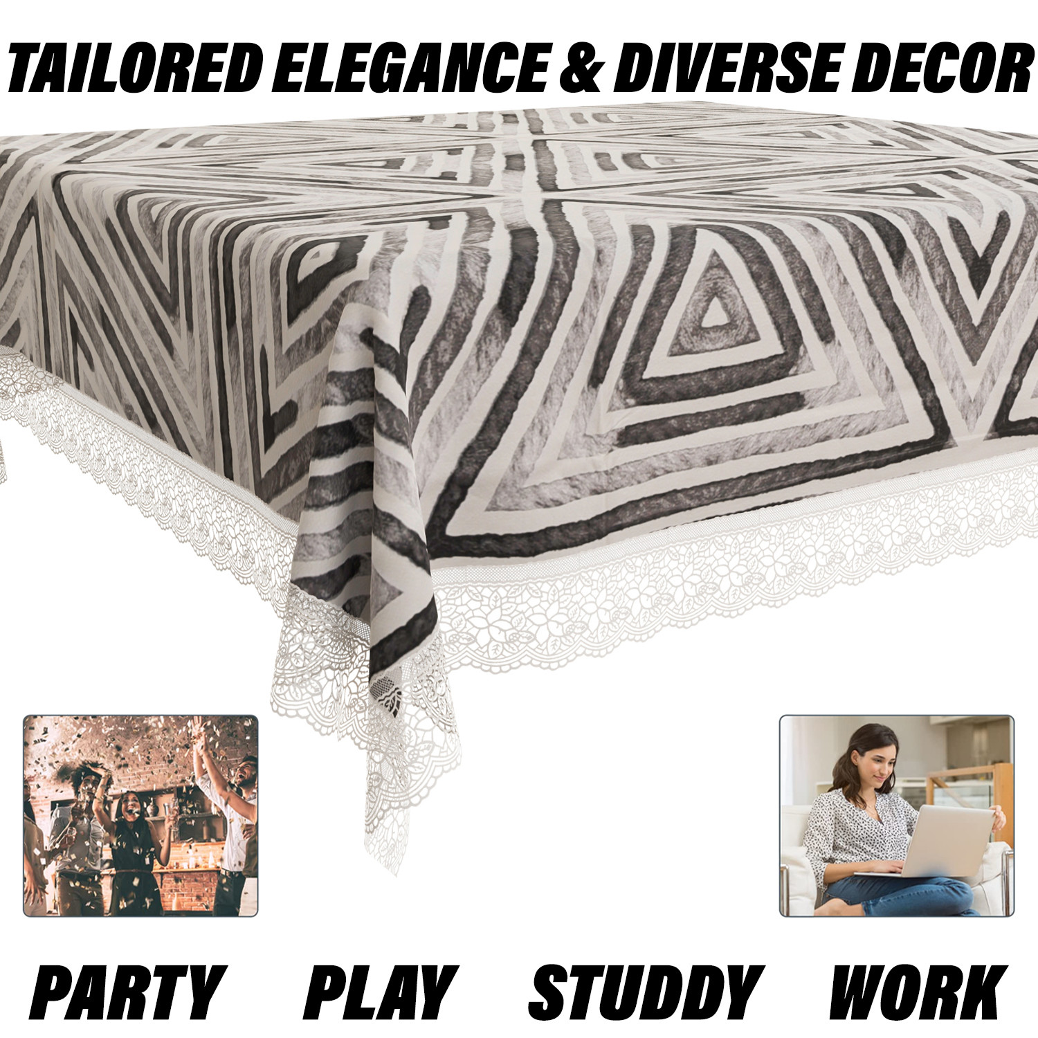 Kuber Industries Table Cover  PVC Dining Table Cover  Table Cloth  Center Table Cover  Table Cover for Kitchen Table  Triangle Table Cover for Hall Dcor  54 Inch  Gray